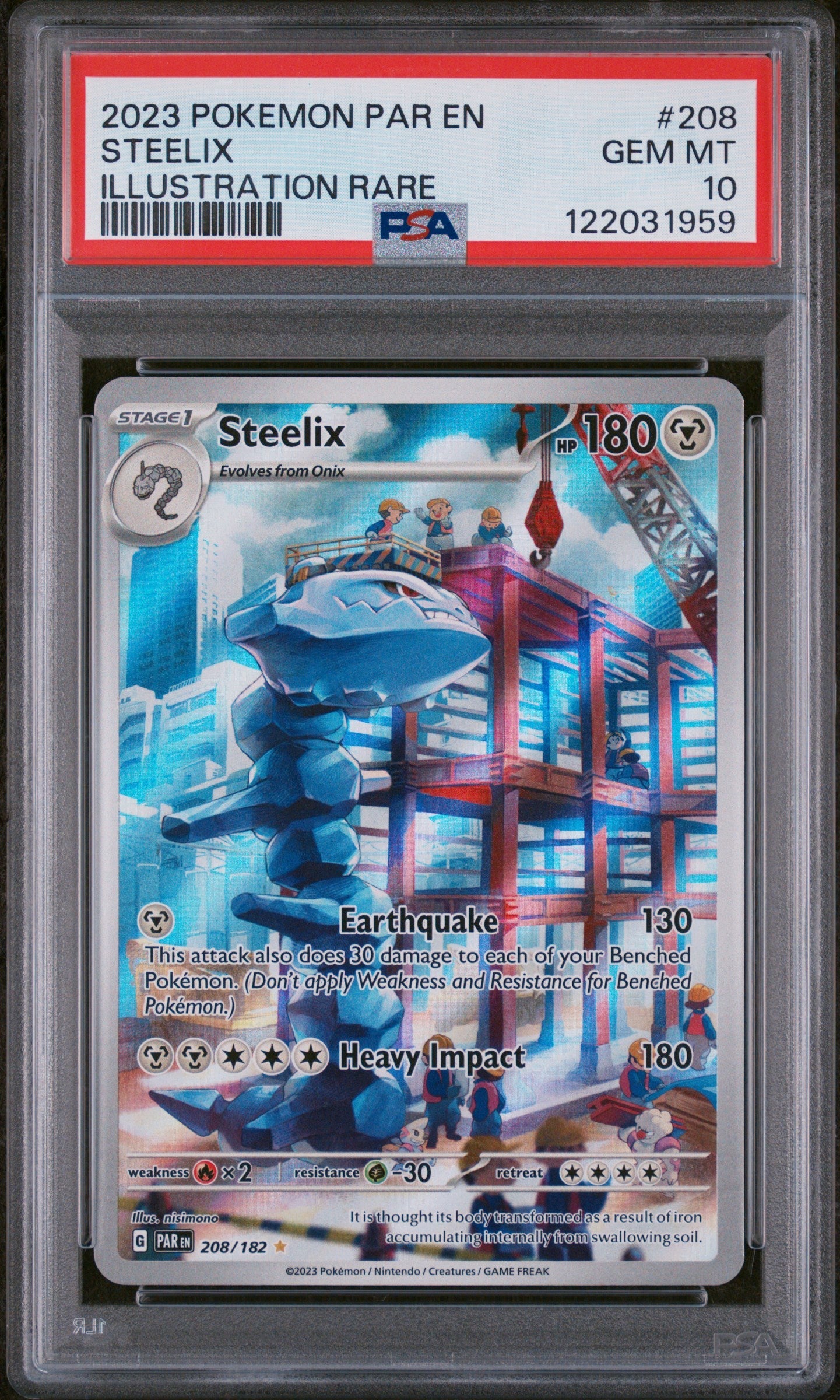 Steelix 2023 Pokemon Par En-Paradox Rift #208 Illustration Rare PSA 10