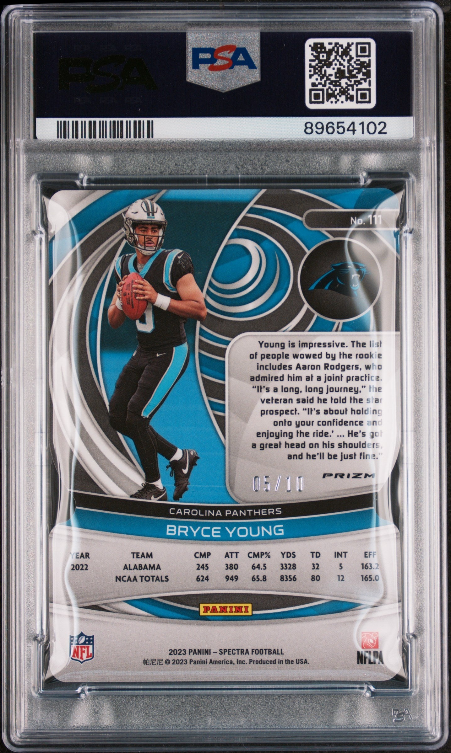 Bryce Young 2023 Panini Spectra #111 Universal Die-Cut PSA 10