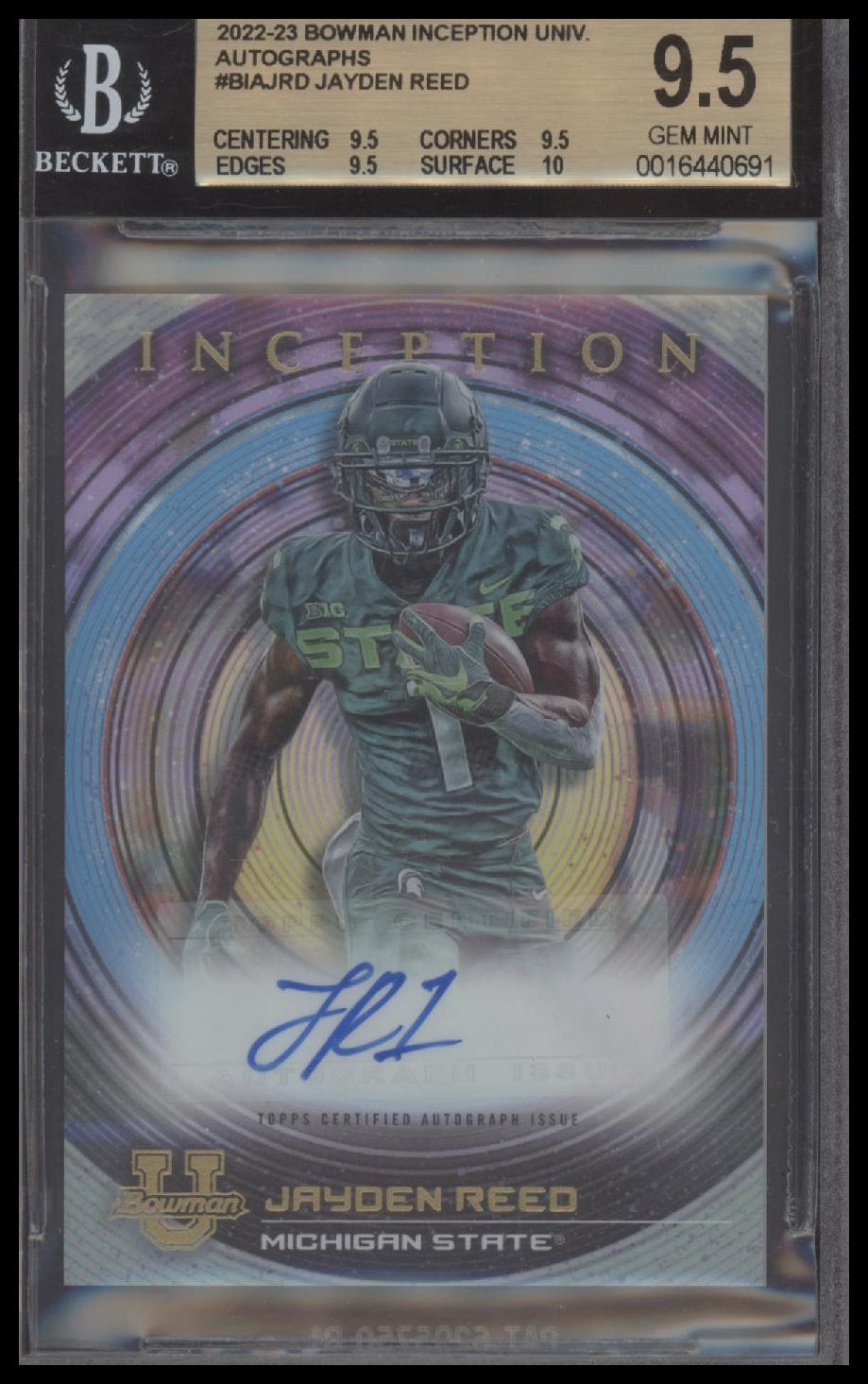 Jayden Reed 2022-23 Bowman Inception University Autographs #BIAJRD BGS 9.5