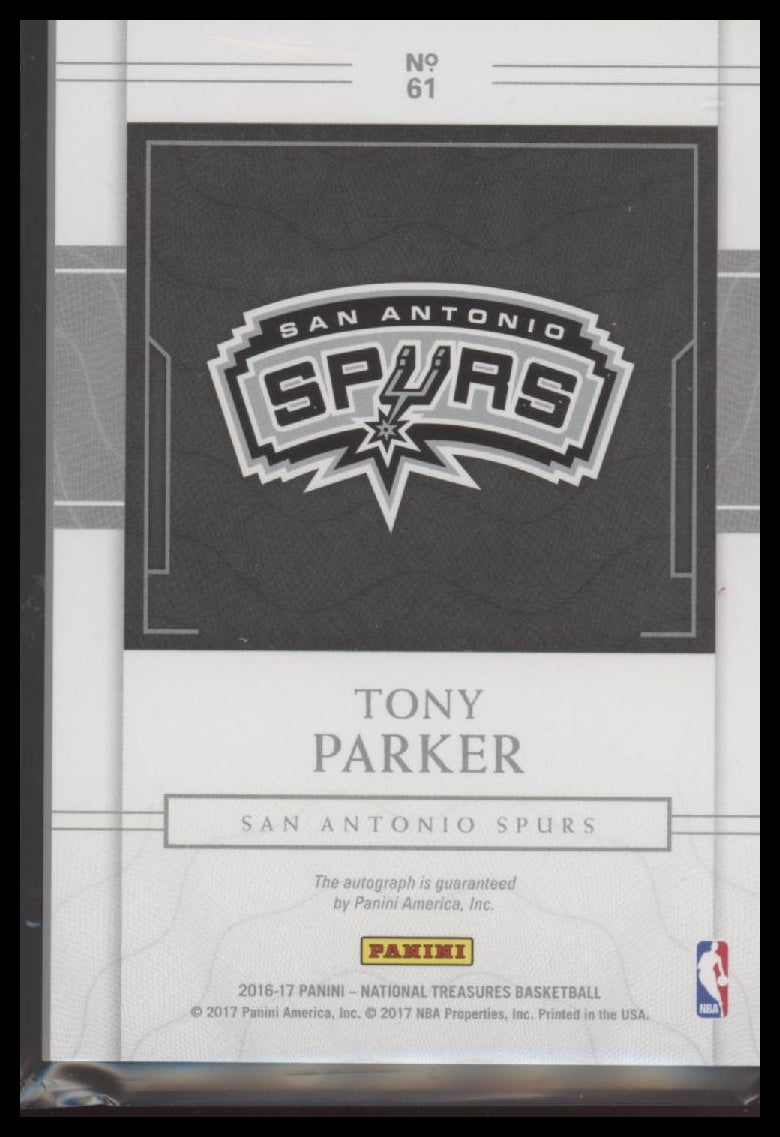 Tony Parker 2016-17 Panini National Treasures #61 Signatures #/35
