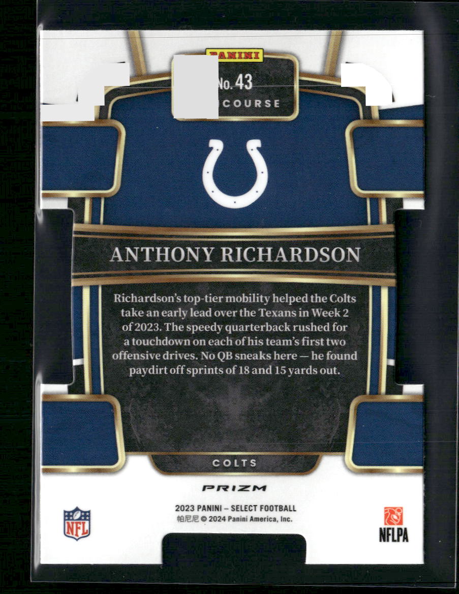 Anthony Richardson 2023 Panini Select #43 Zebra Prizms Die Cuts