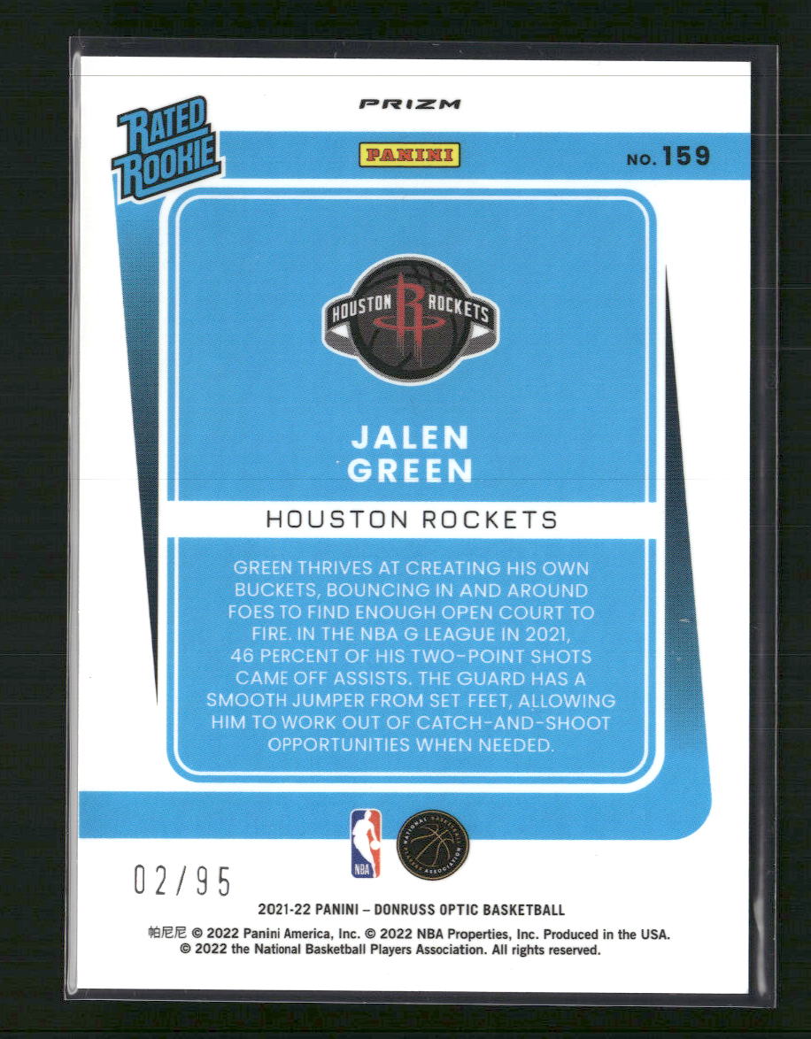 Jalen Green 2021-22 Donruss Optic #159 Fast Break Purple #/95