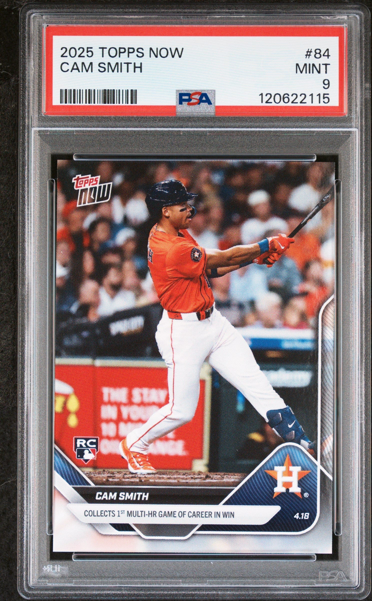 Graded 2025 Topps Now Cam Smith #84 Rookie RC Baseball Card PSA 9 Mint