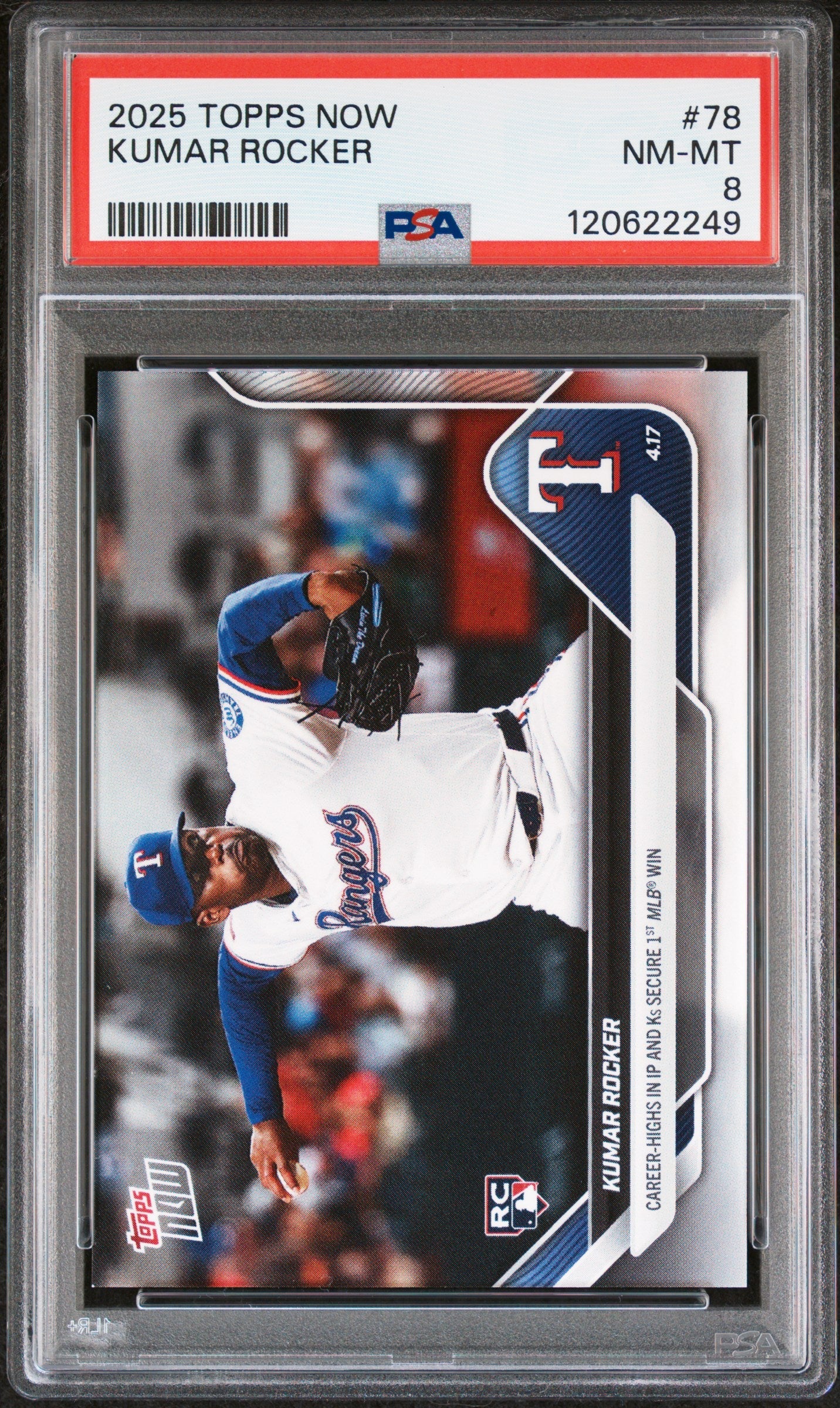 Graded 2025 Topps Now Kumar Rocker #78 Rookie RC Baseball Card PSA 8 Near Mint