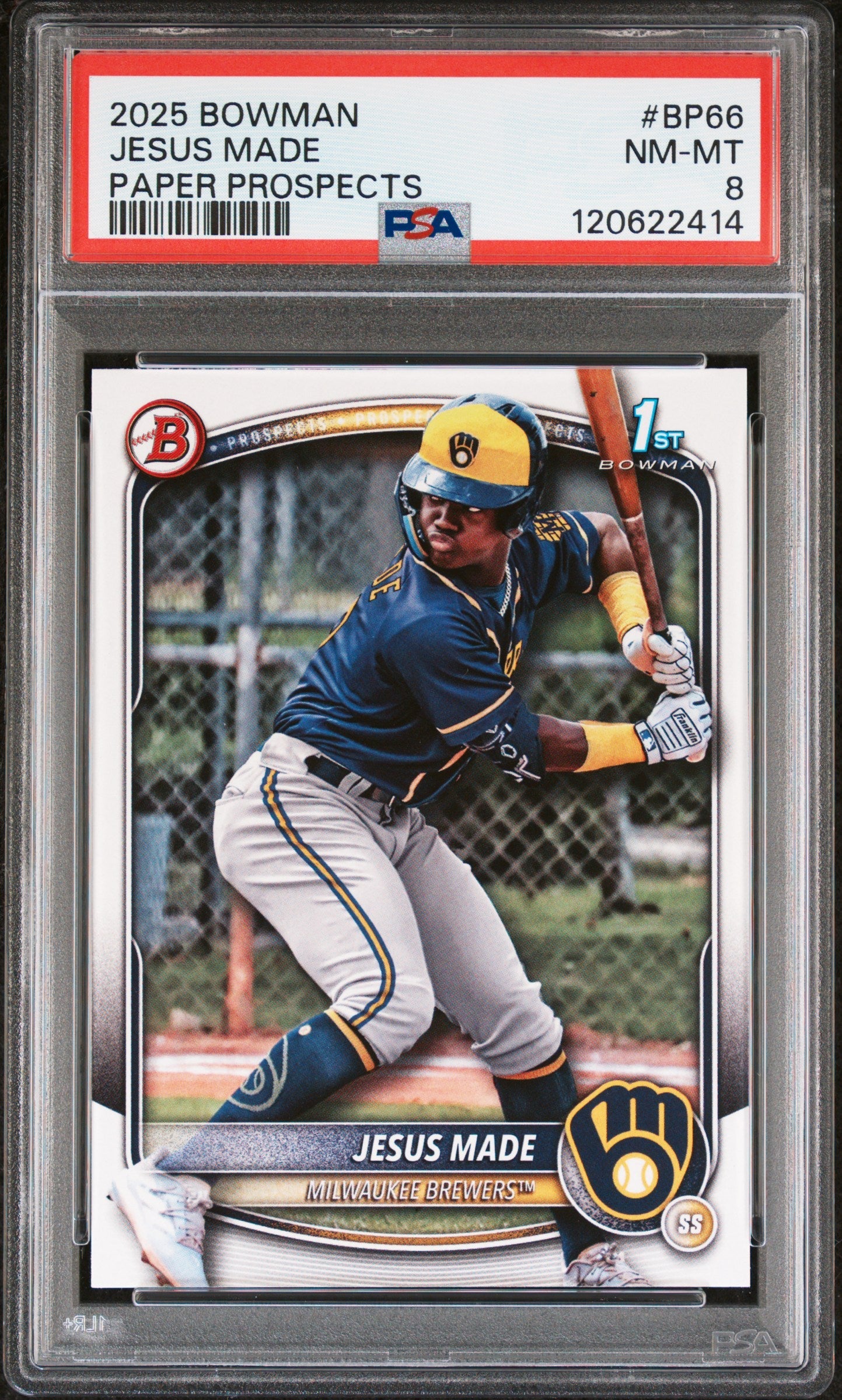 Graded 2025 Topps Bowman Jesus Made #BP66 Paper Prospects Rookie RC Baseball Card PSA 8 Near Mint