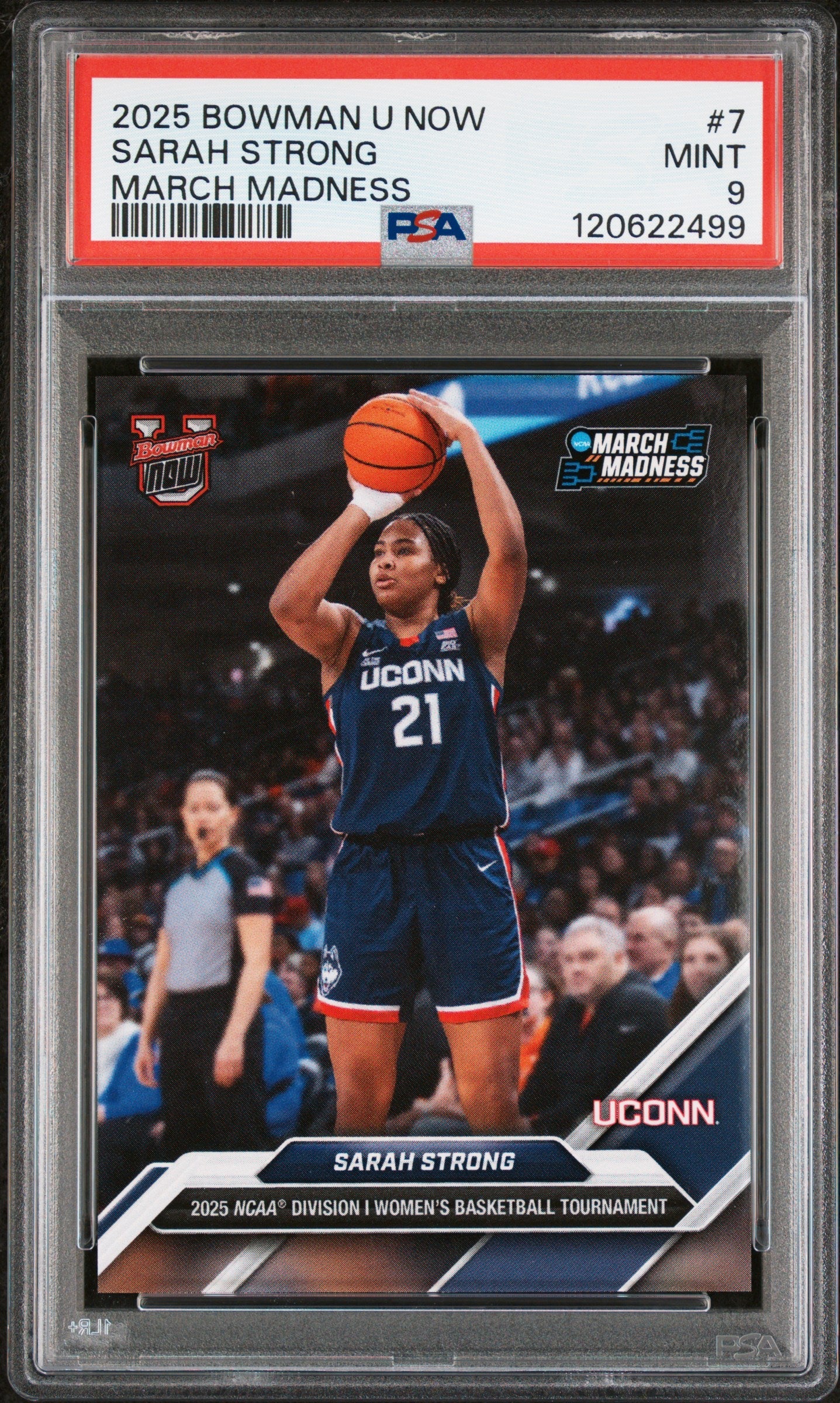 Graded 2025 Topps Bowman U Now Sarah Strong #7 March Madness Rookie RC Basketball Card PSA 9 Mint