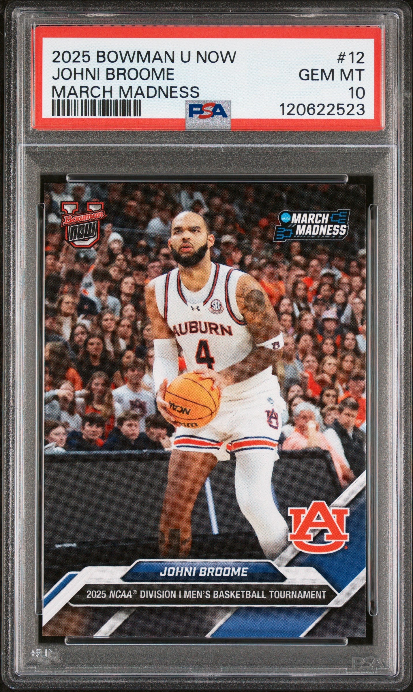 Graded 2025 Topps Bowman U Now Johni Broome #12 March Madness Rookie RC Basketball Card PSA 10 Gem Mint