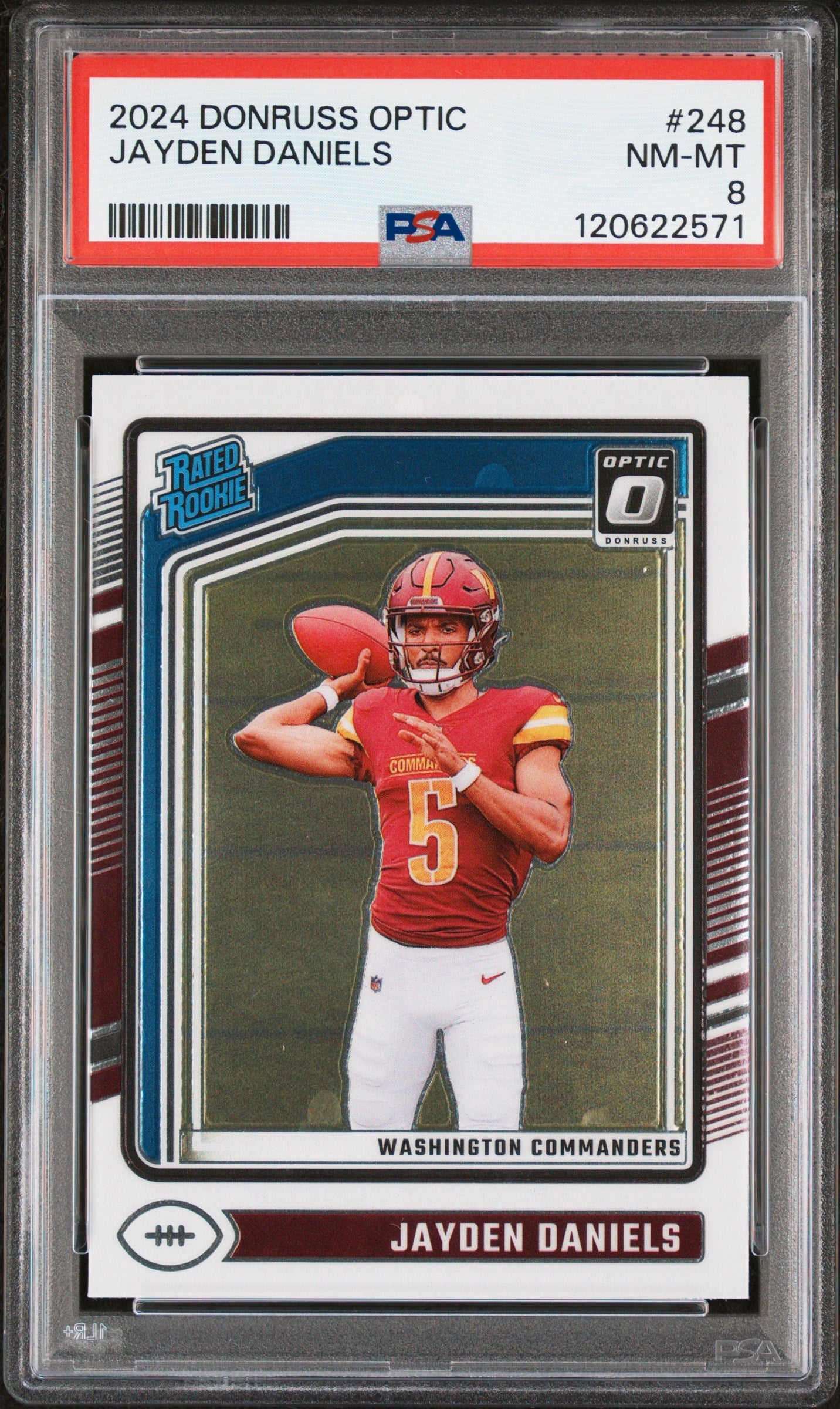 Graded 2024 Panini Donruss Optic Jayden Daniels #248 Rookie RC Football Card PSA 8 Near Mint