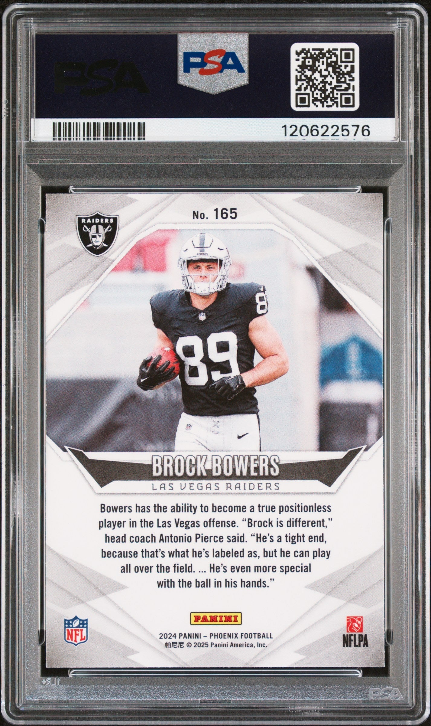 Graded 2024 Panini Phoenix Brock Bowers #165 Rookie RC Football Card PSA 10 Gem Mint