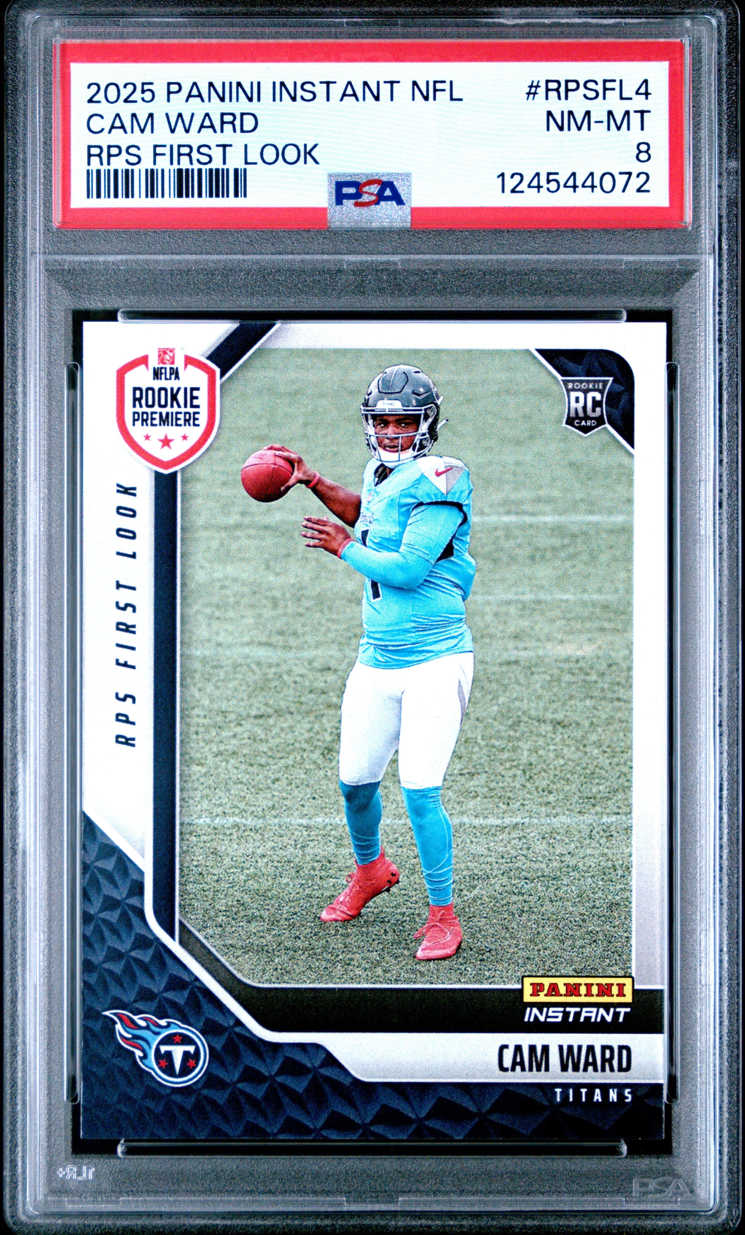 Graded 2025 Panini Instant Cam Ward #RPSFL4 RPS First Look Rookie RC Football Card PSA 8 Near Mint