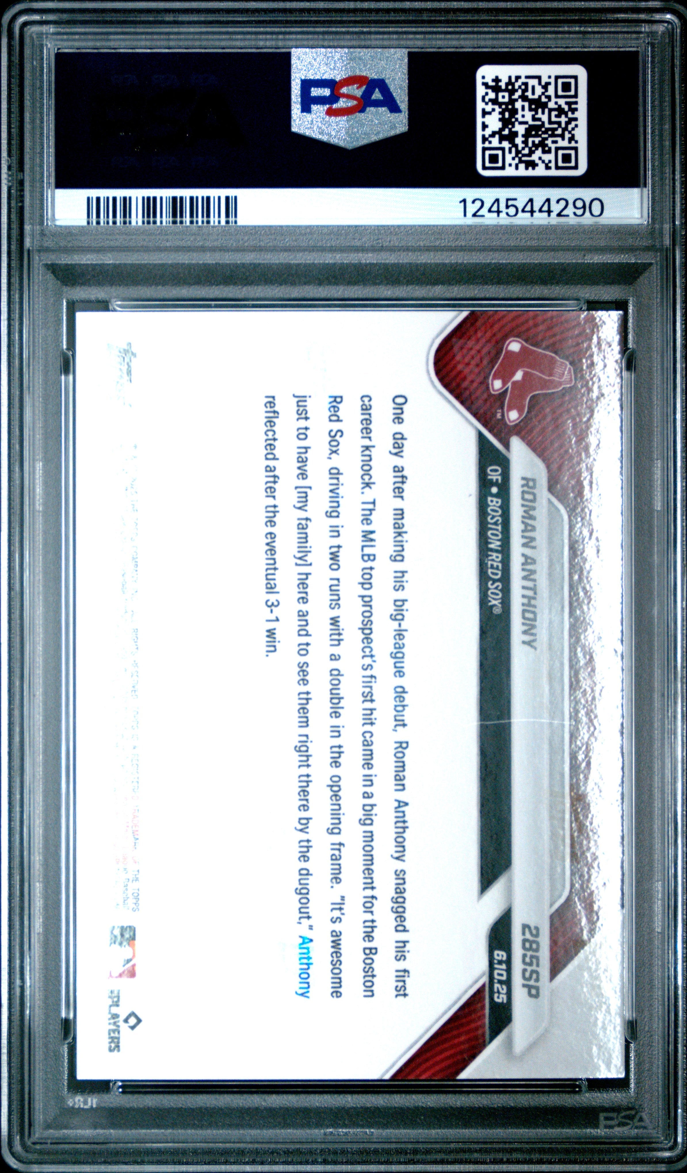 Graded 2025 Topps Now Roman Anthony #285SP Rookie RC Baseball Card PSA 9 Mint