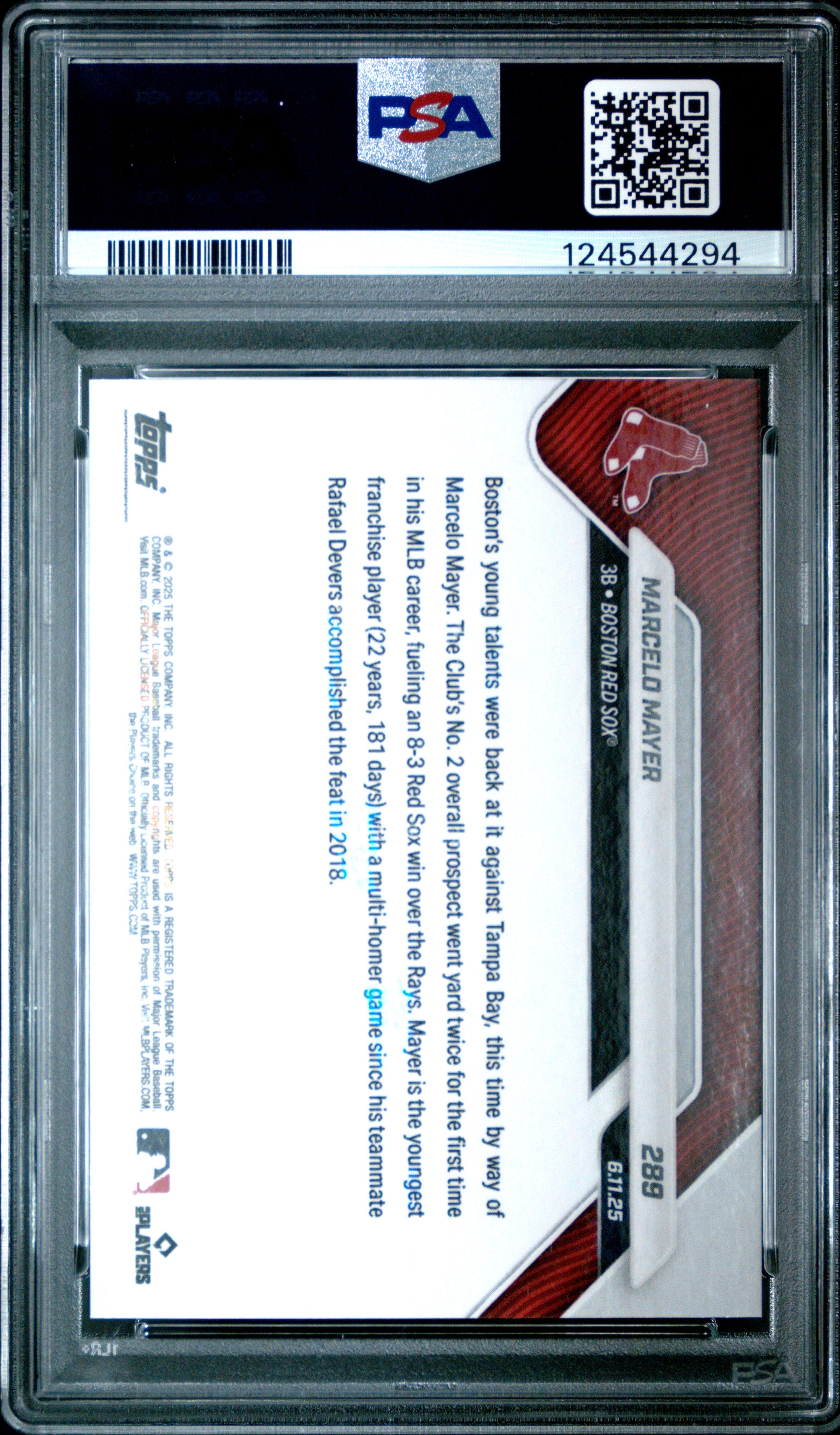 Graded 2025 Topps Now Marcelo Mayer #289 Orange Foil /25 Rookie RC Baseball Card PSA 10 Gem Mint