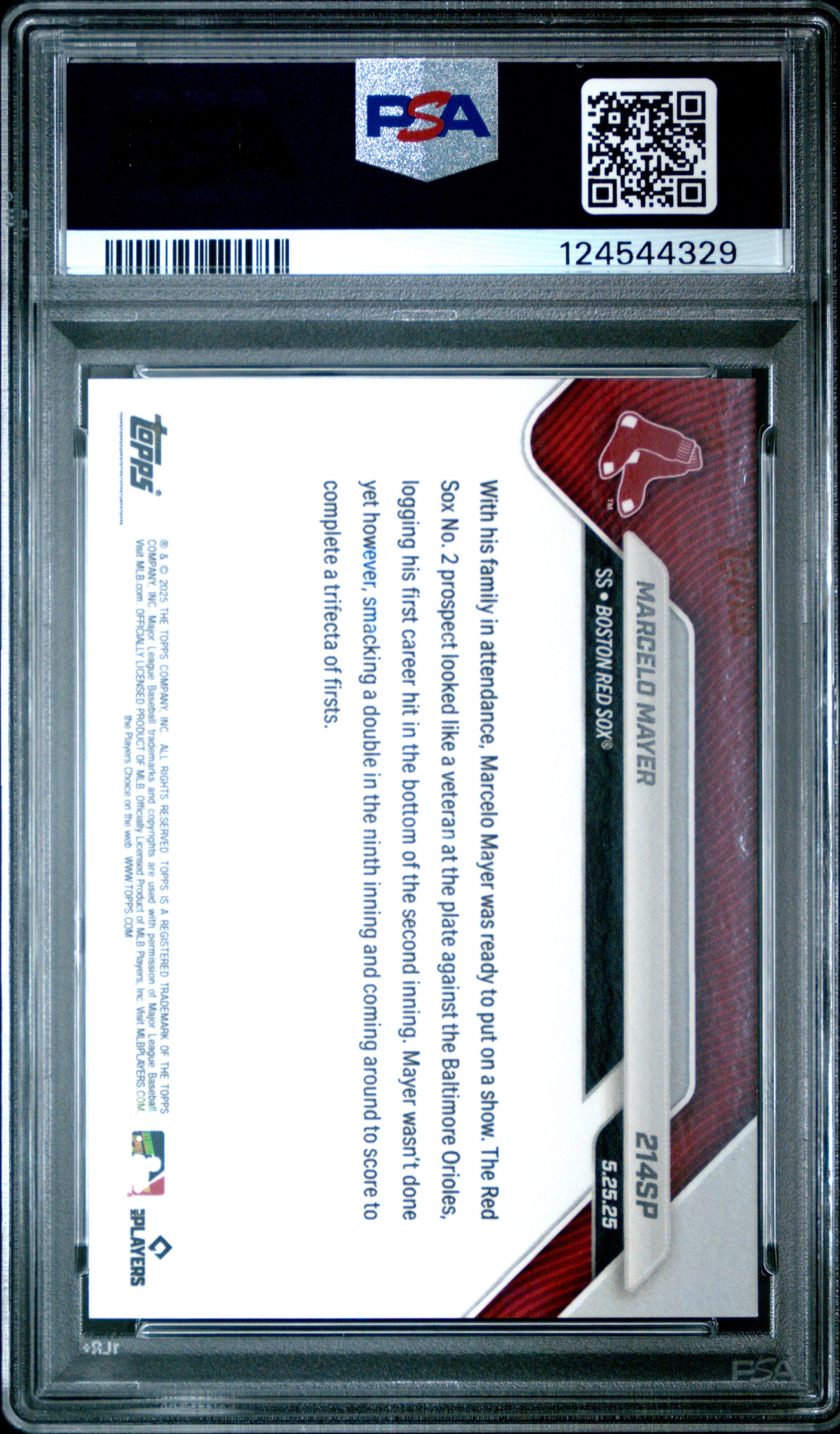 Graded 2025 Topps Now Marcelo Mayer #214SP Rookie RC Baseball Card PSA 9 Mint
