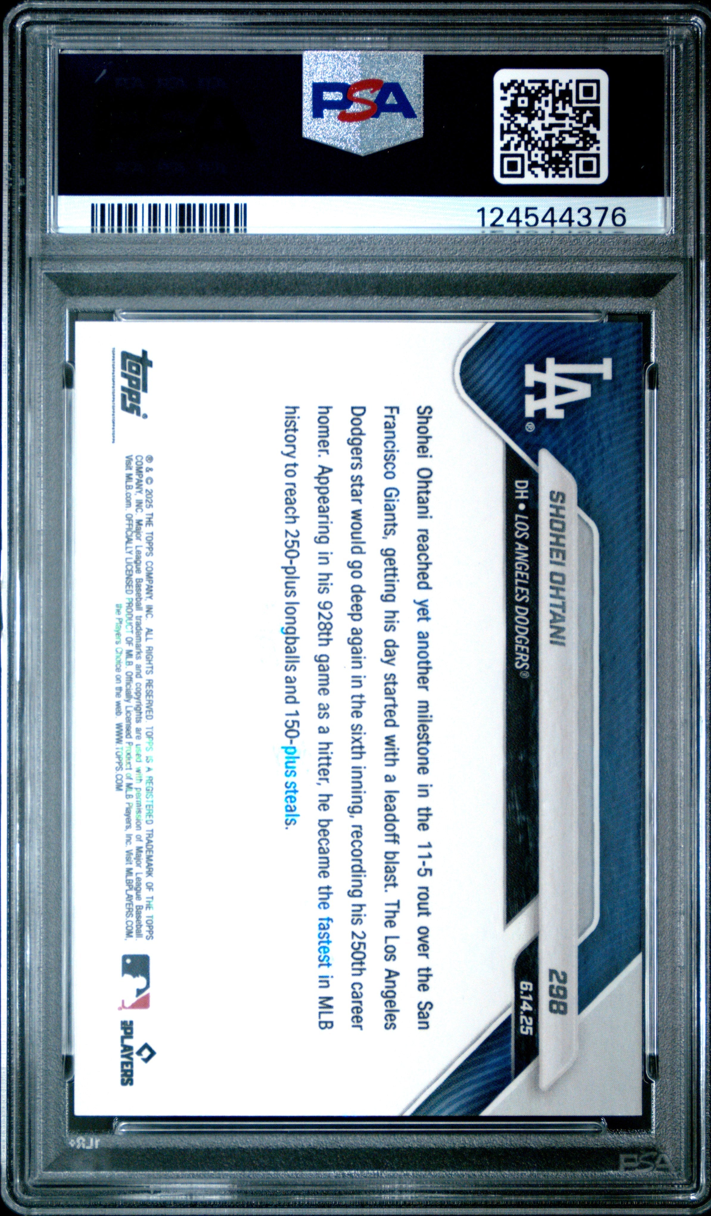 Graded 2025 Topps Now Shohei Ohtani #298 Orange Foil /25 Baseball Card PSA 9 Mint