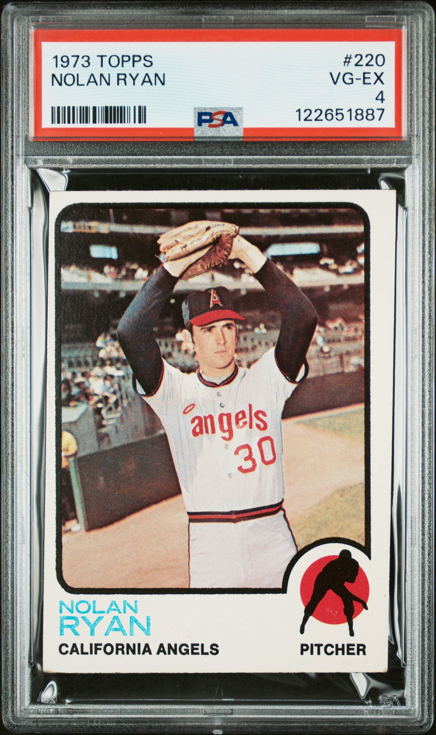 Graded 1973 Topps Nolan Ryan #220 Baseball Card PSA 4 Very Good