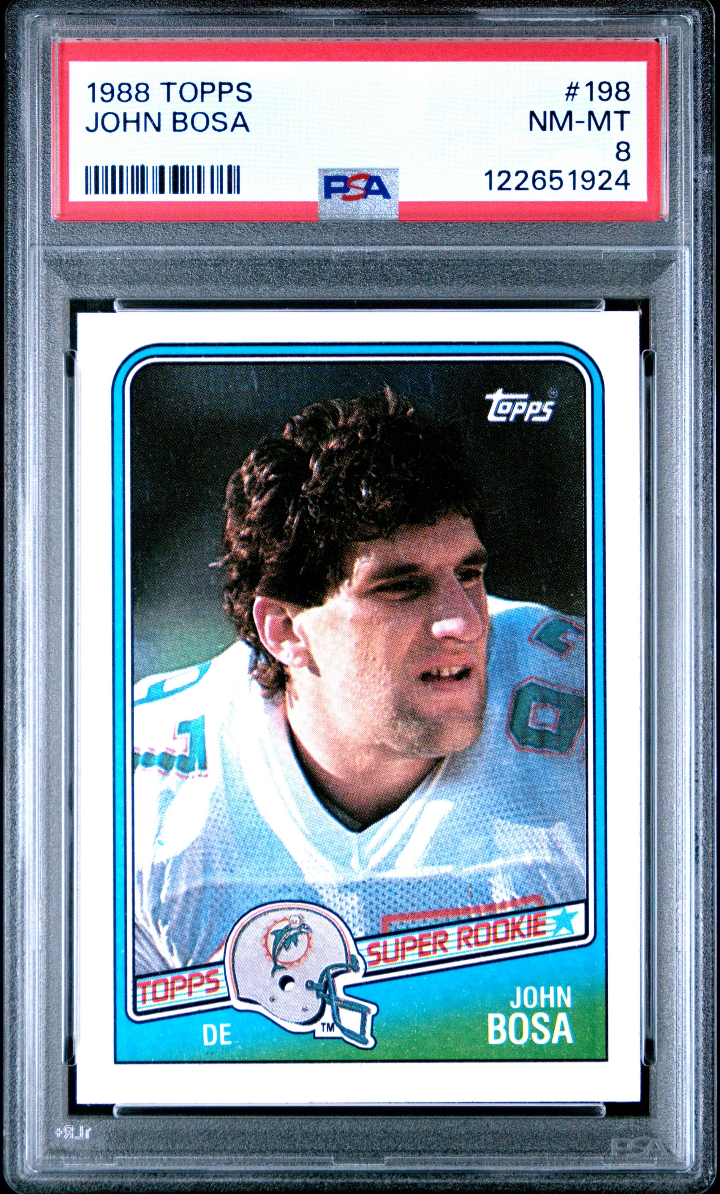 Graded 1988 Topps John Bosa #198 Rookie RC Football Card PSA 8 Near Mint