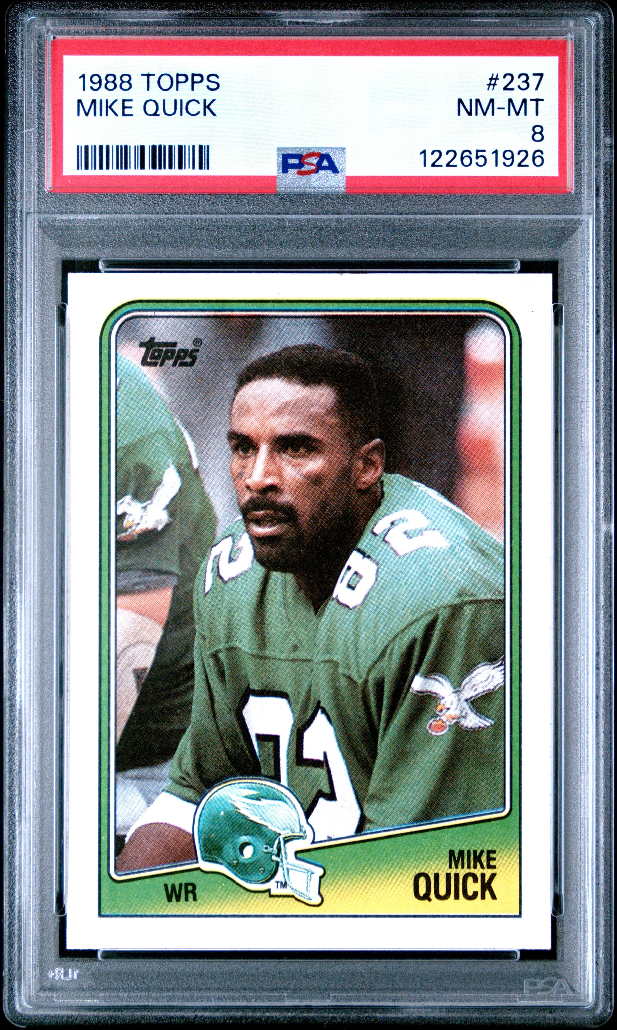 Graded 1988 Topps Mike Quick #237 Football Card PSA 8 Near Mint