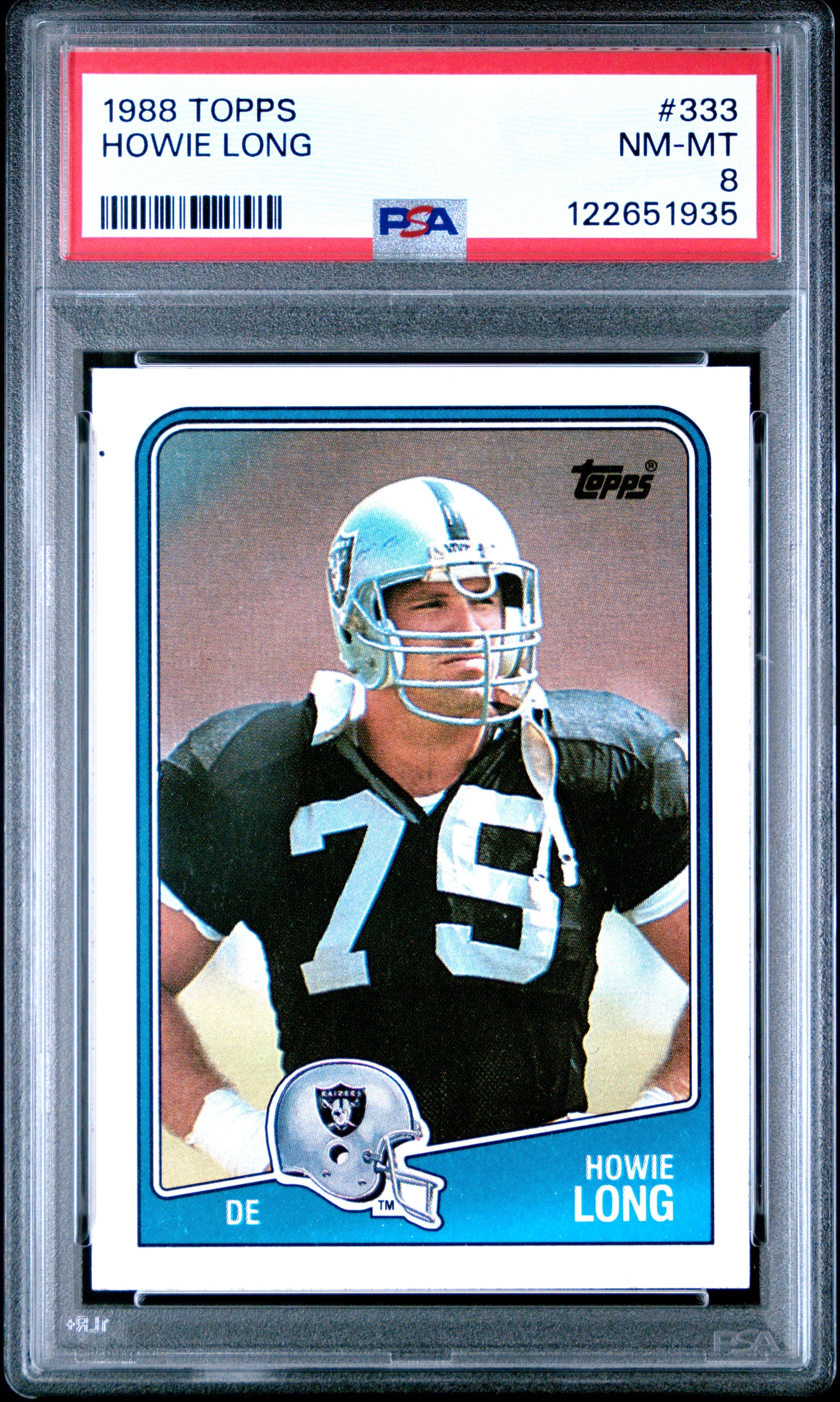 Graded 1988 Topps Howie Long #333 Football Card PSA 8 Near Mint
