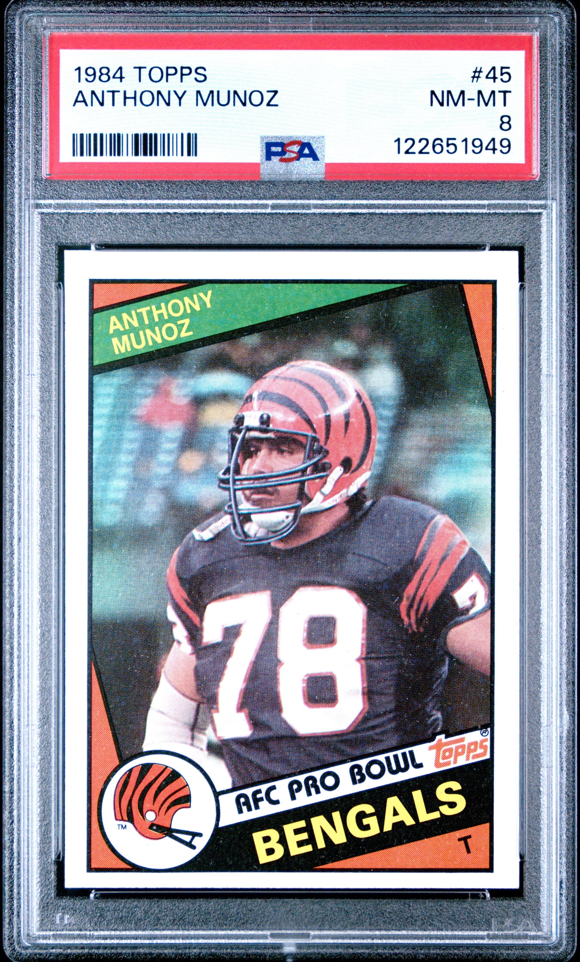Graded 1984 Topps Anthony Munoz #45 Football Card PSA 8 Near Mint