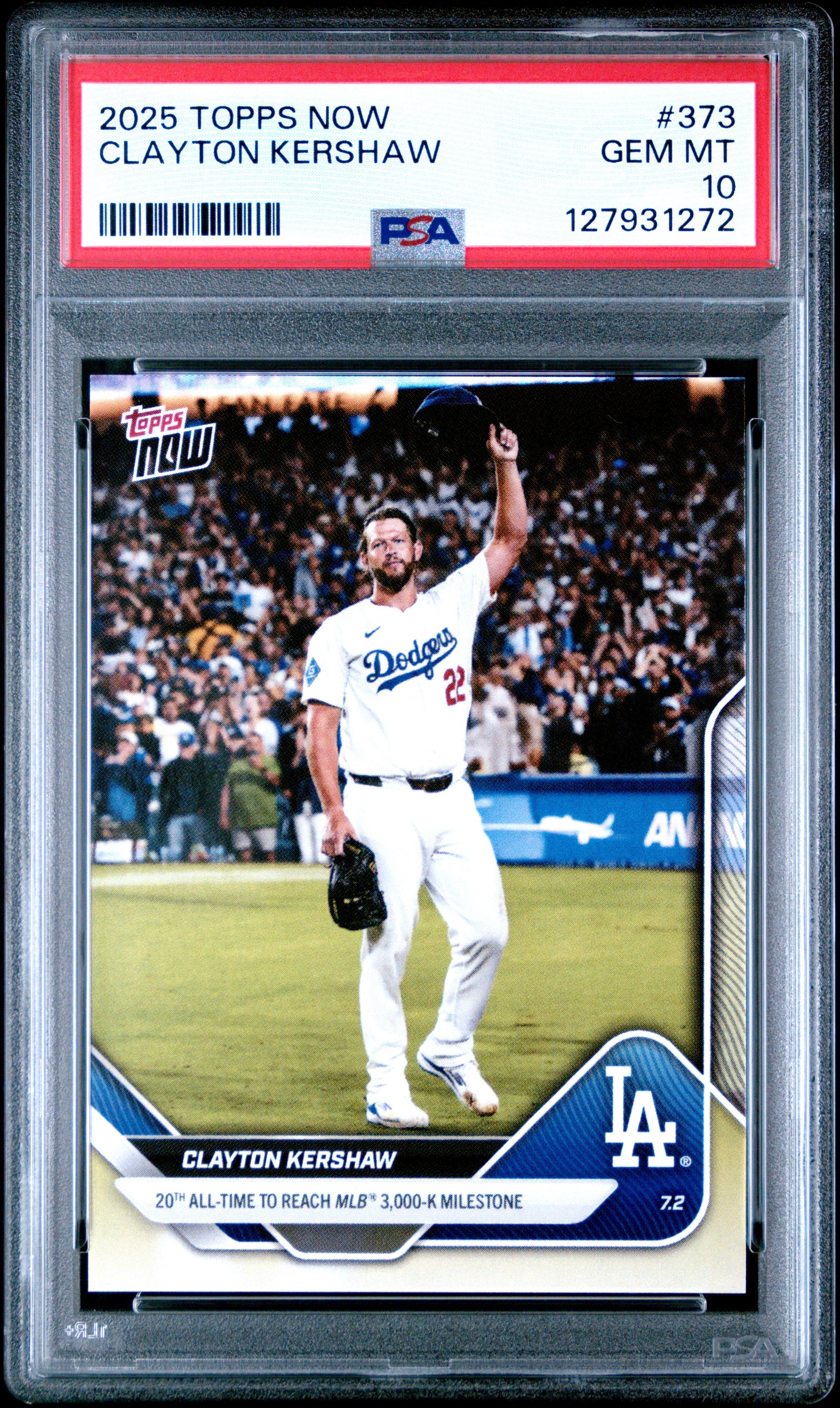 Graded 2025 Topps Now Clayton Kershaw #373 Baseball Card PSA 10 Gem Mint