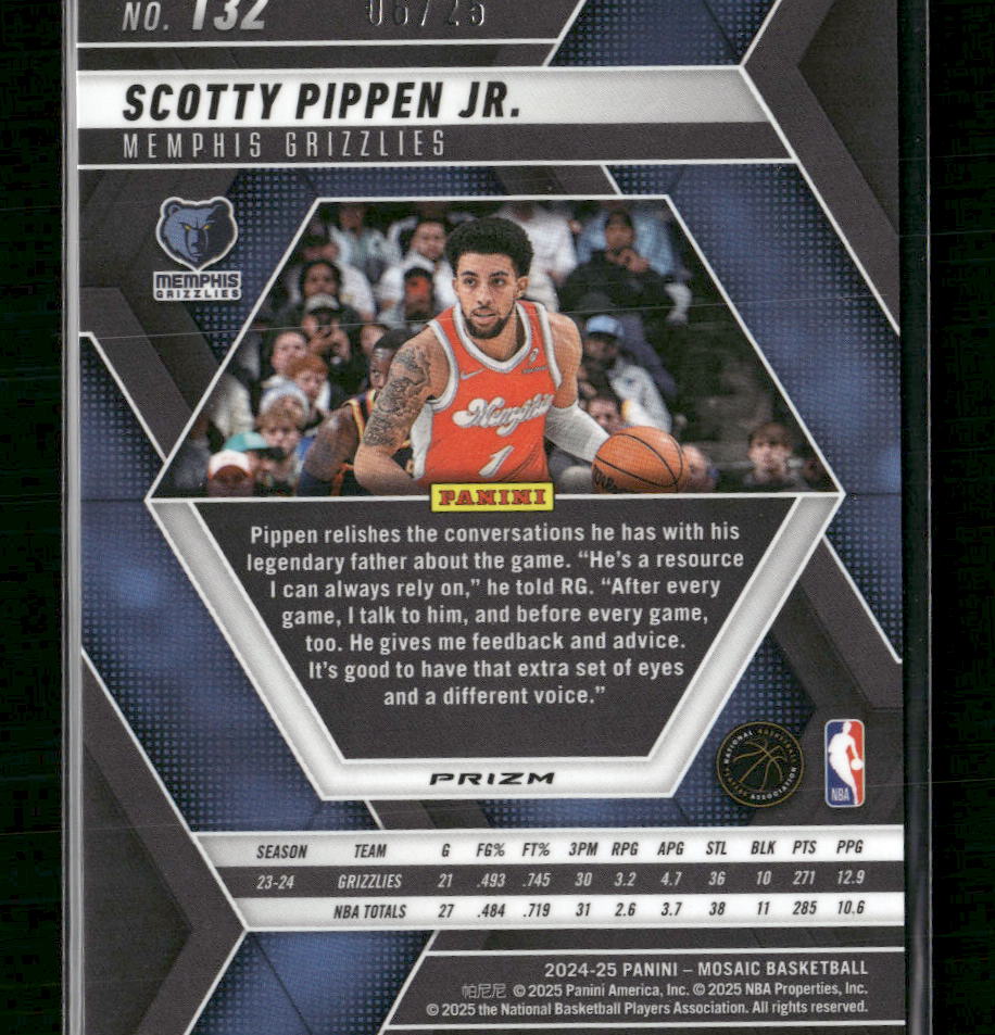 2024-25 Panini Mosaic Orange Fluorescent Mosaic Scotty Pippen Jr. #/25 #132