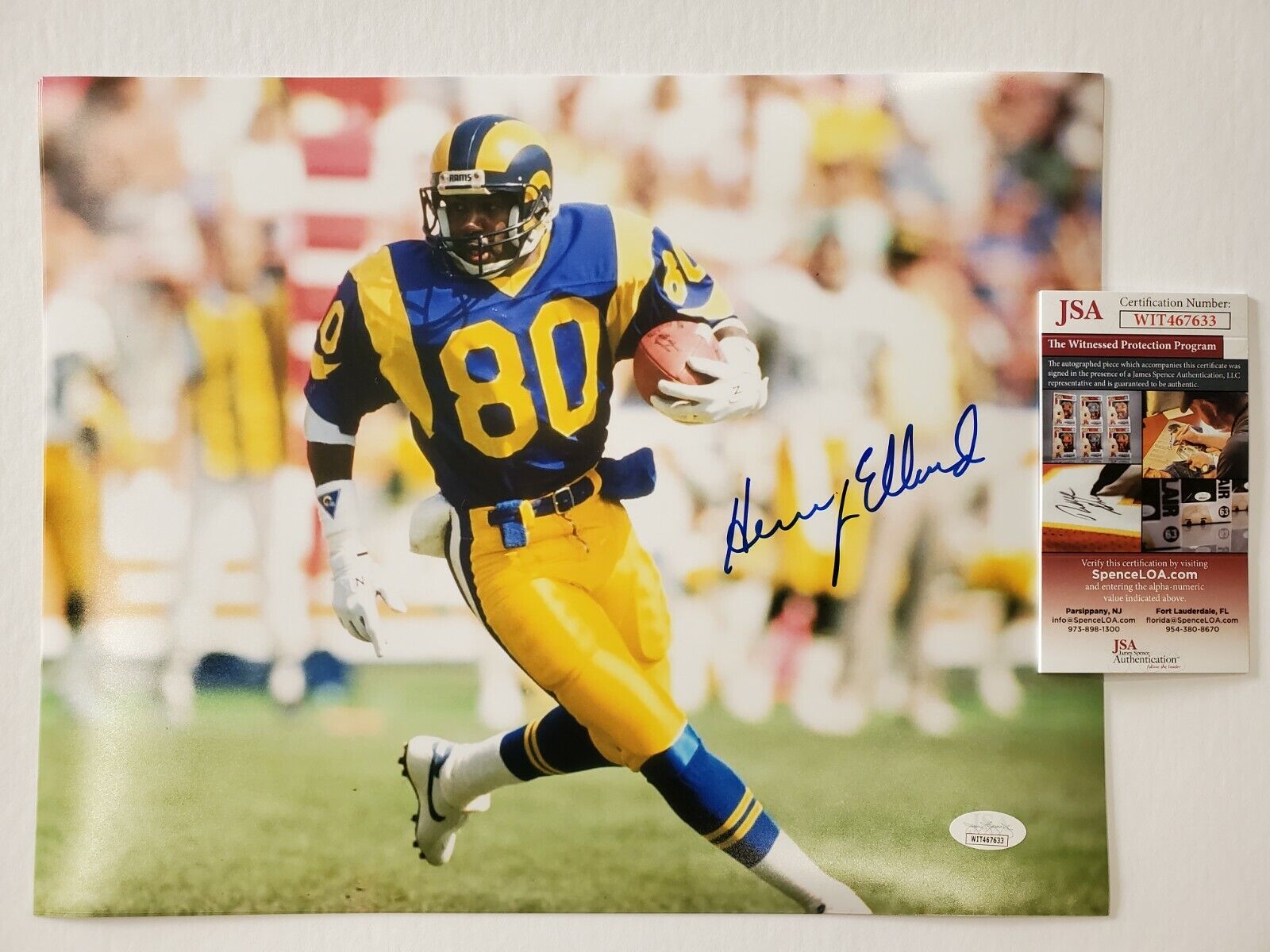 Los Angeles Rams Henry Ellard Autographed Signed 11X14 Photo Jsa Coa
