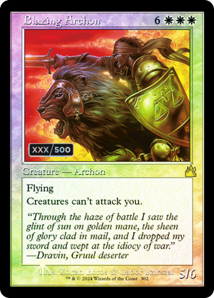 Blazing Archon (Retro Frame) (Serial Numbered) (RVR-302) - Ravnica Remastered Foil