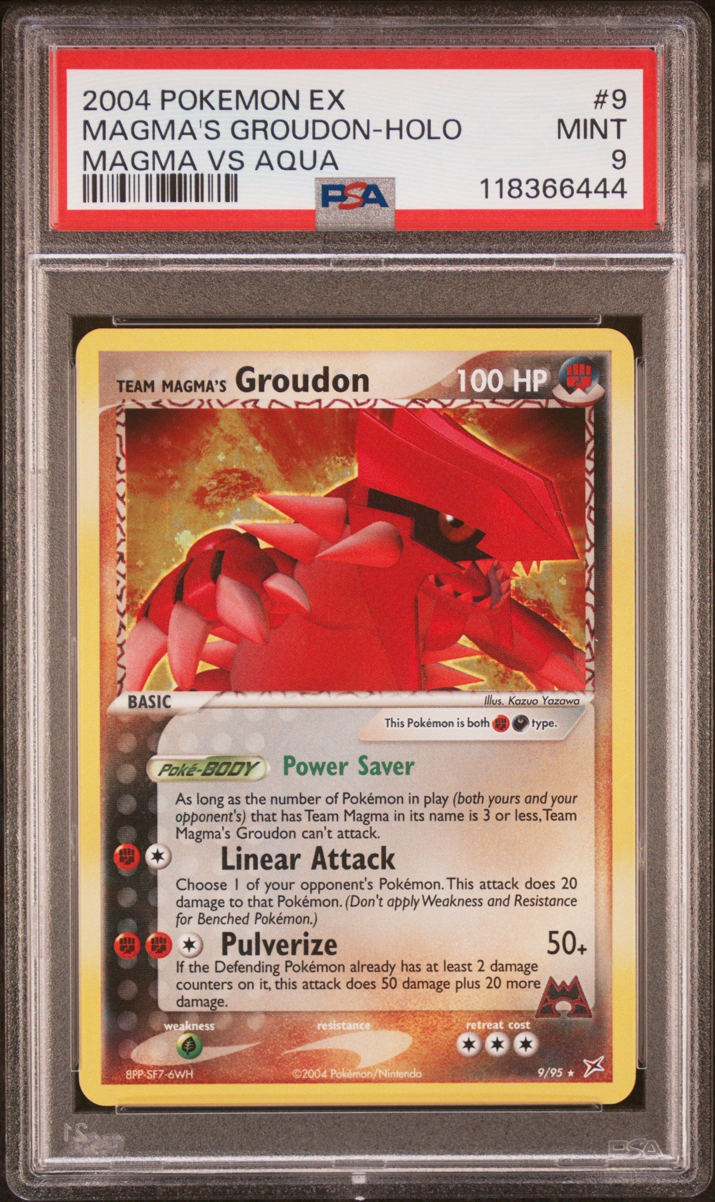 2004 Pokemon Ex Magma Vs Aqua Magma'S Groudon-Holo 9 PSA #9