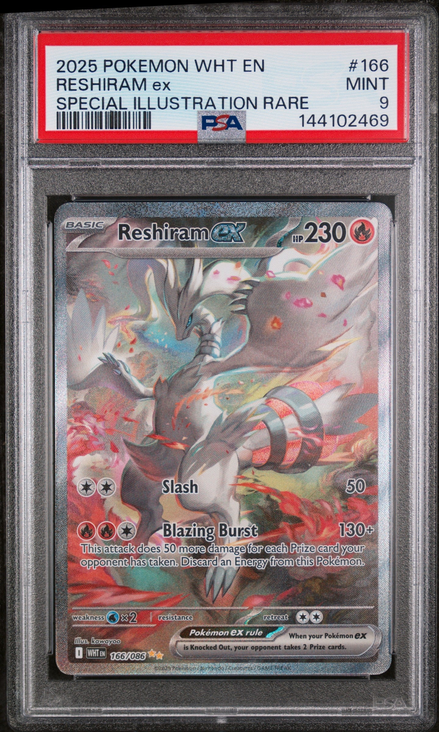 2025 Pokemon White Flare Special Illustration Rare Reshiram Ex 9 PSA #166