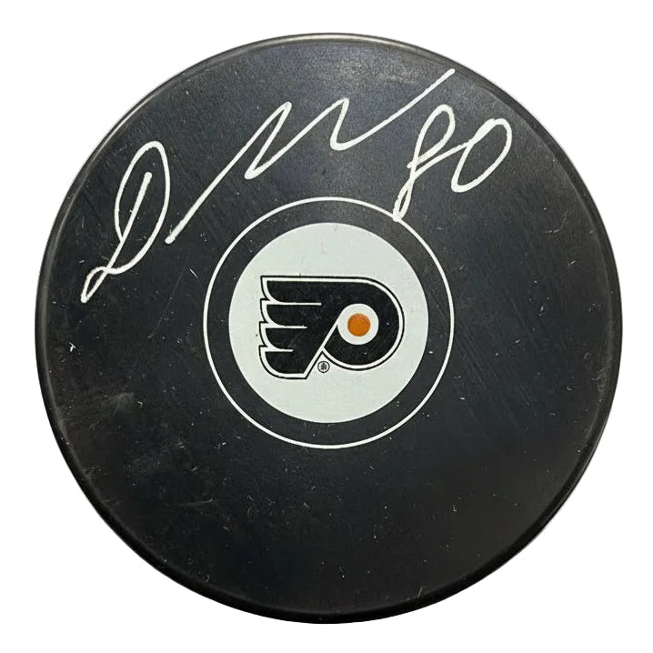 Dan Vladar Philadelphia Flyers Autographed Logo Hockey Puck - Silver Signature