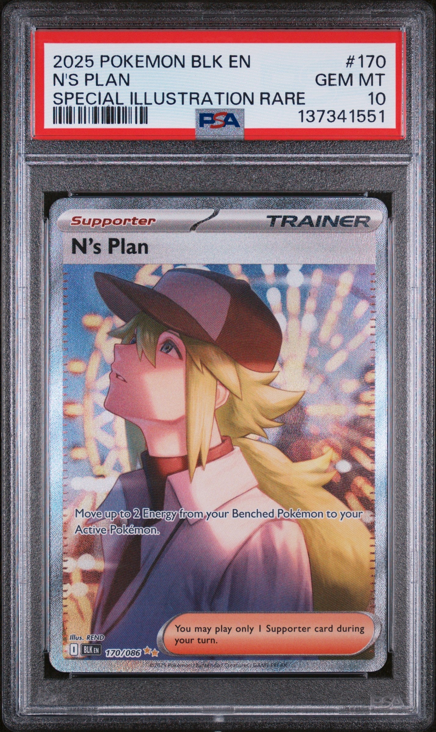 2025 Pokemon Blk En-Black Bolt Special Illustration Rare N'S Plan 10 PSA #170