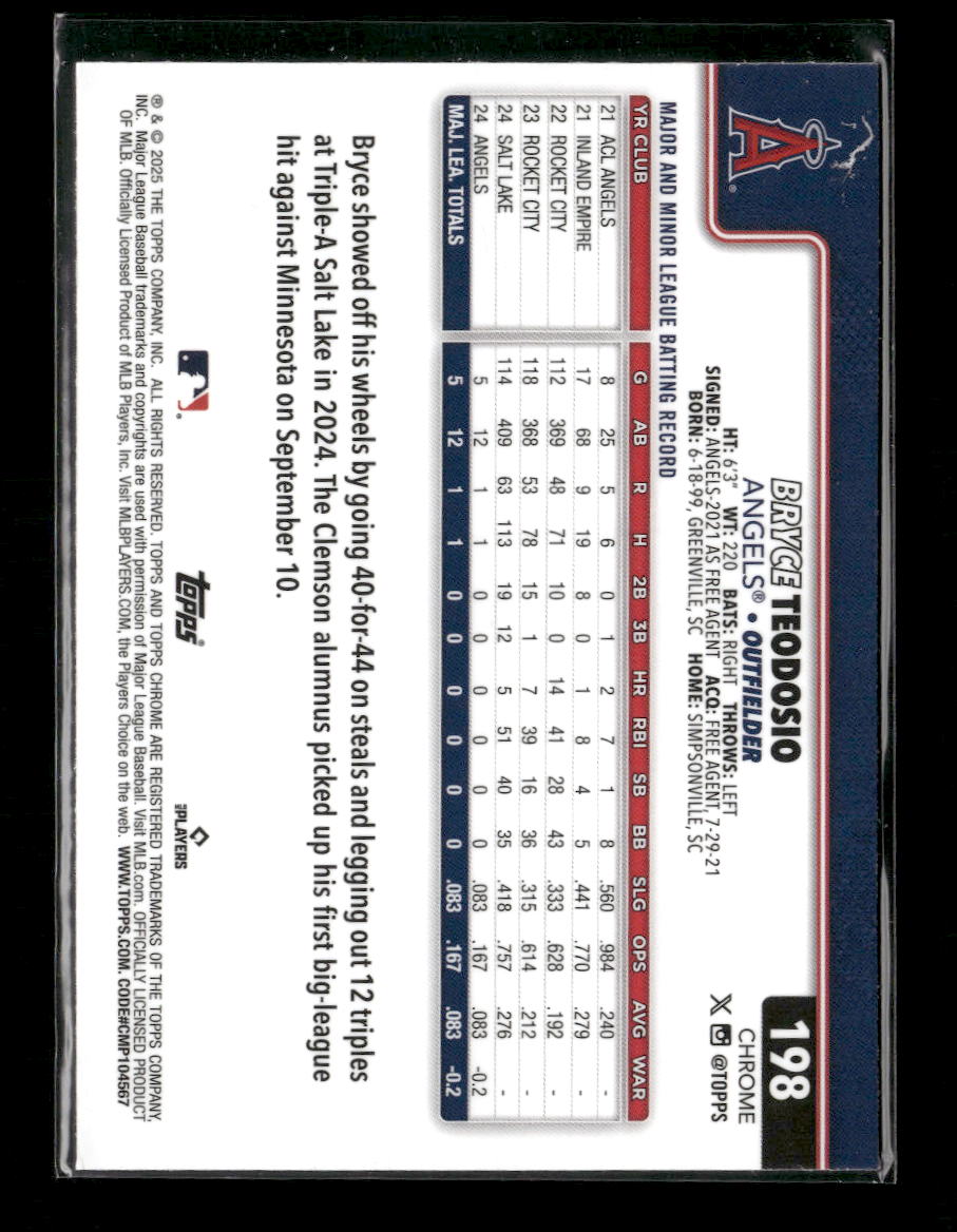 2025 Topps Chrome Lightboard Logo Base Variations Bryce Teodosio Rookie #198