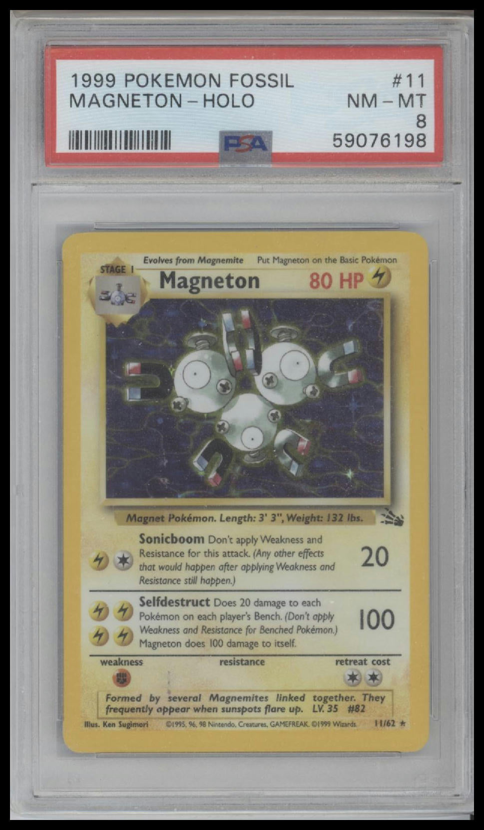 1999 Pokemon Fossil Magneton-Holo 8 PSA #11