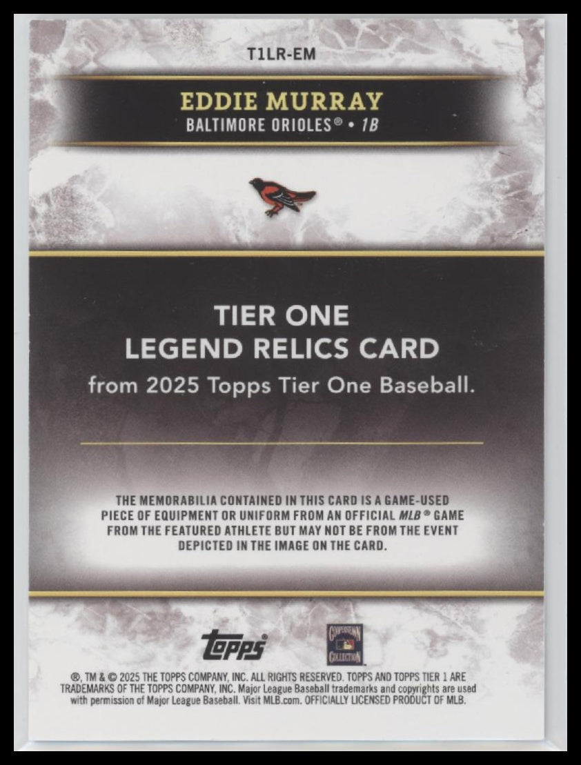 2025 Topps Tier One Legend Relics Green Foil #/49 Eddie Murray #T1LR-EM