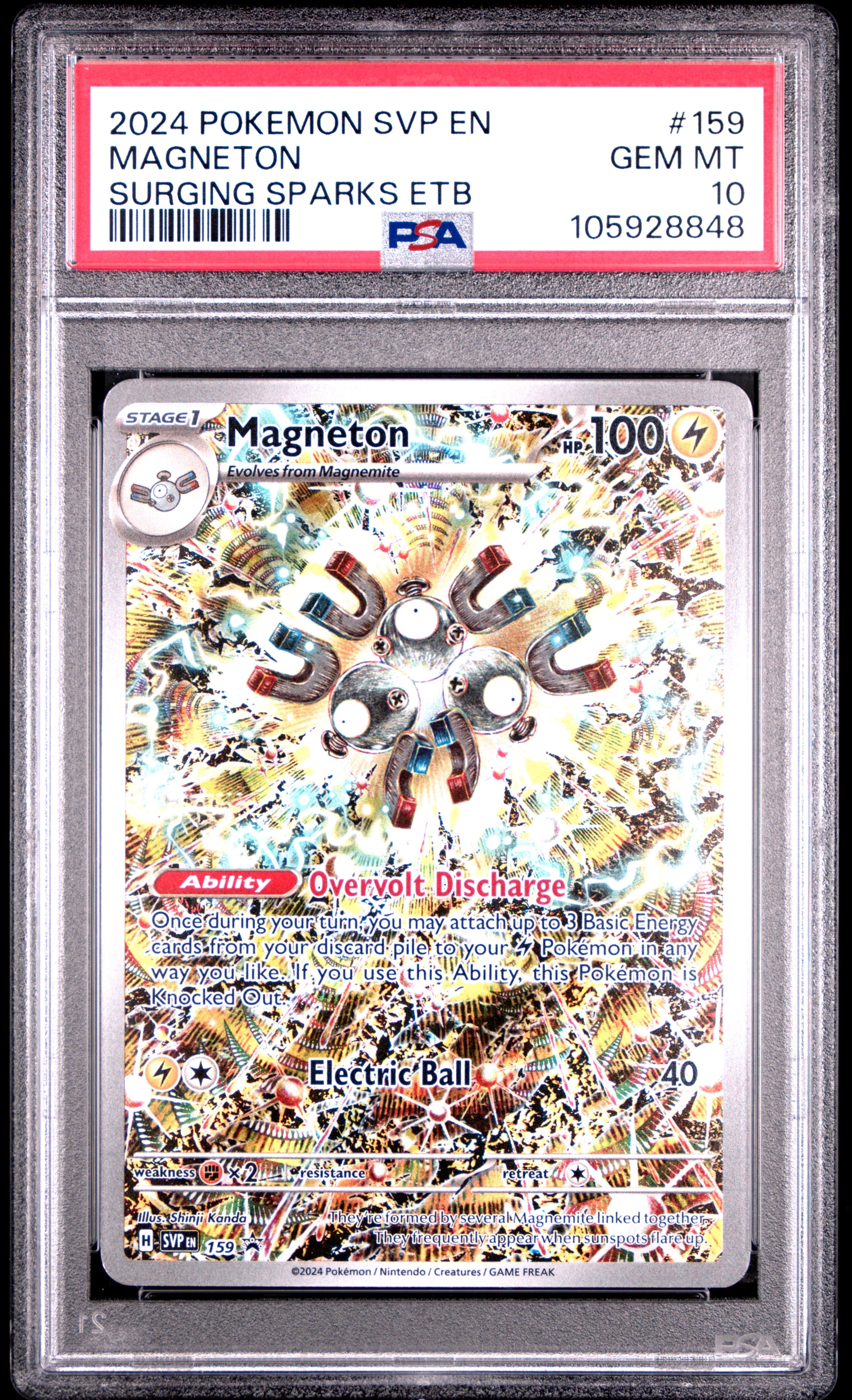 2024 Pokemon Svp En-Sv Black Star Promo Surging Sparks Etb Magneton 10 PSA #159