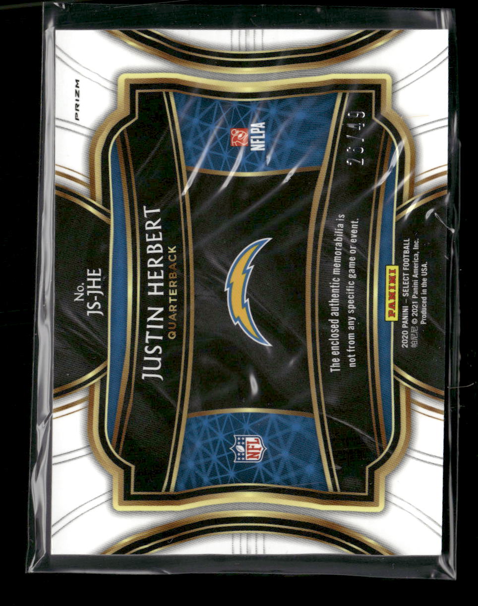 2020 Panini Select Jumbo Rookie Swatch Prizm Justin Herbert #/49 #JS-JHE