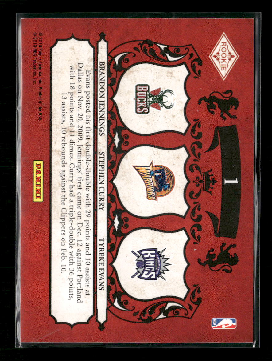 2009-10 Panini Crown Royale Brandon Jennings / Stephen Curry / Tyreke Evans #1