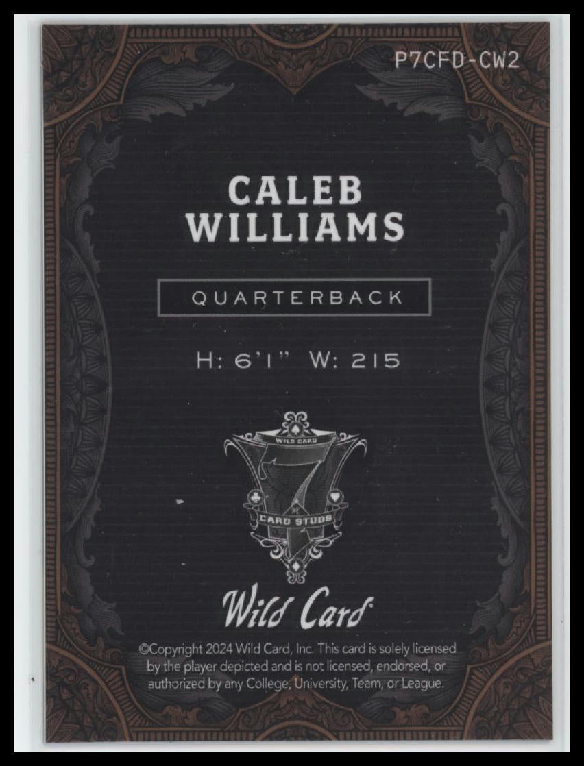 2024 Wild Card  Diamond Flourishes Rainbow Black Caleb Williams #/1 #P7CFD-CW2