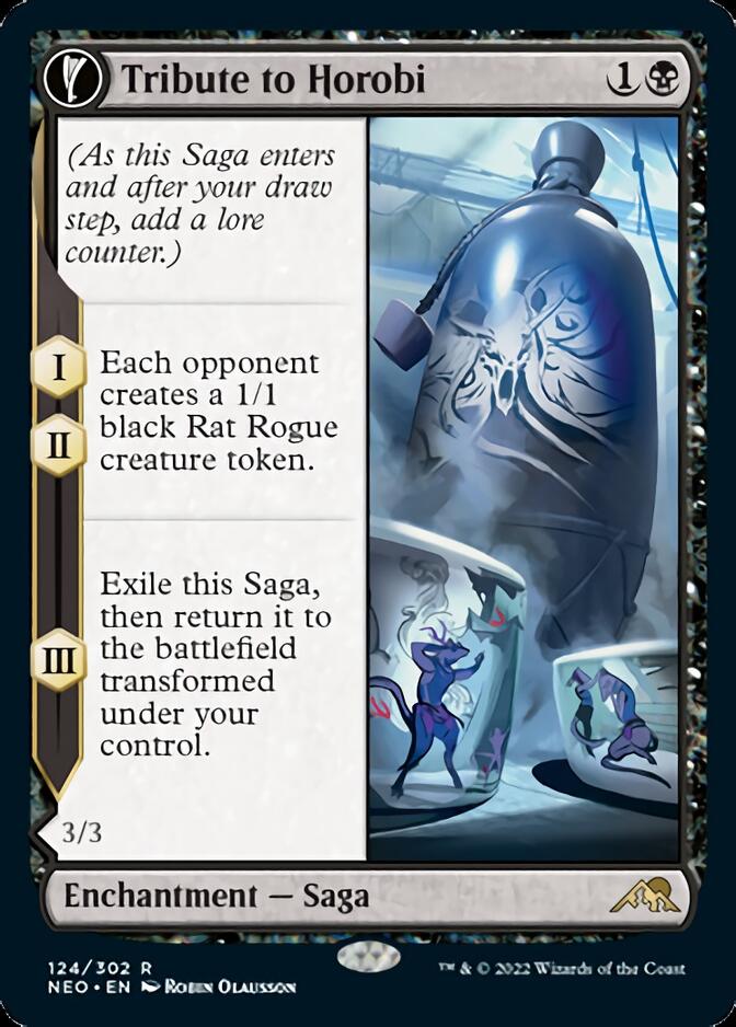 Tribute to Horobi // Echo of Death's Wail (NEO-124) - Kamigawa: Neon Dynasty: (fandfc, enchantment) Foil