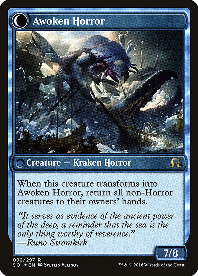 Thing in the Ice // Awoken Horror (PRE-92S) - Shadows over Innistrad Promos: (Double Faced Transform) Foil