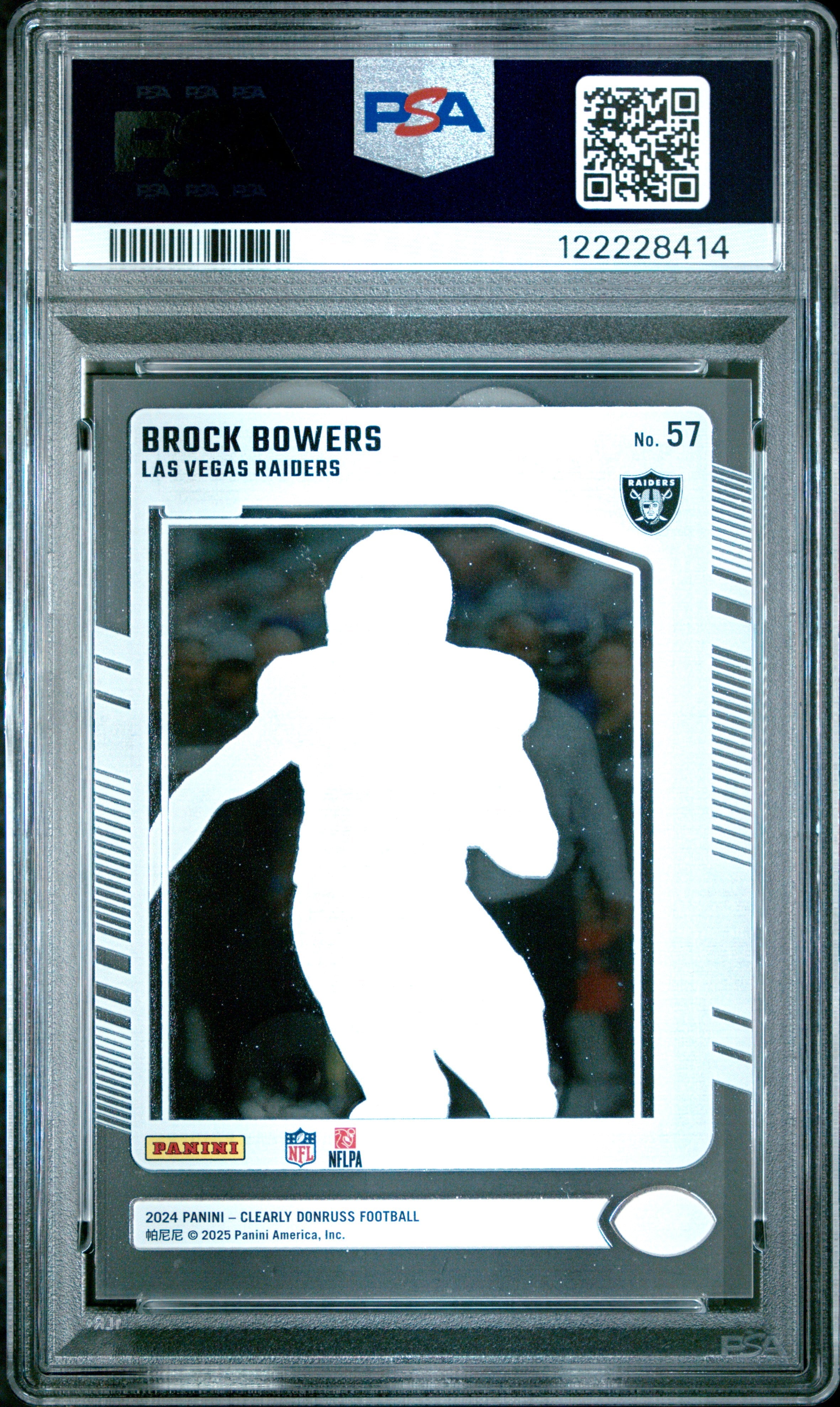 Graded 2024 Panini Clearly Donruss Brock Bowers #57 Rookie RC Football Card PSA 8 Near Mint