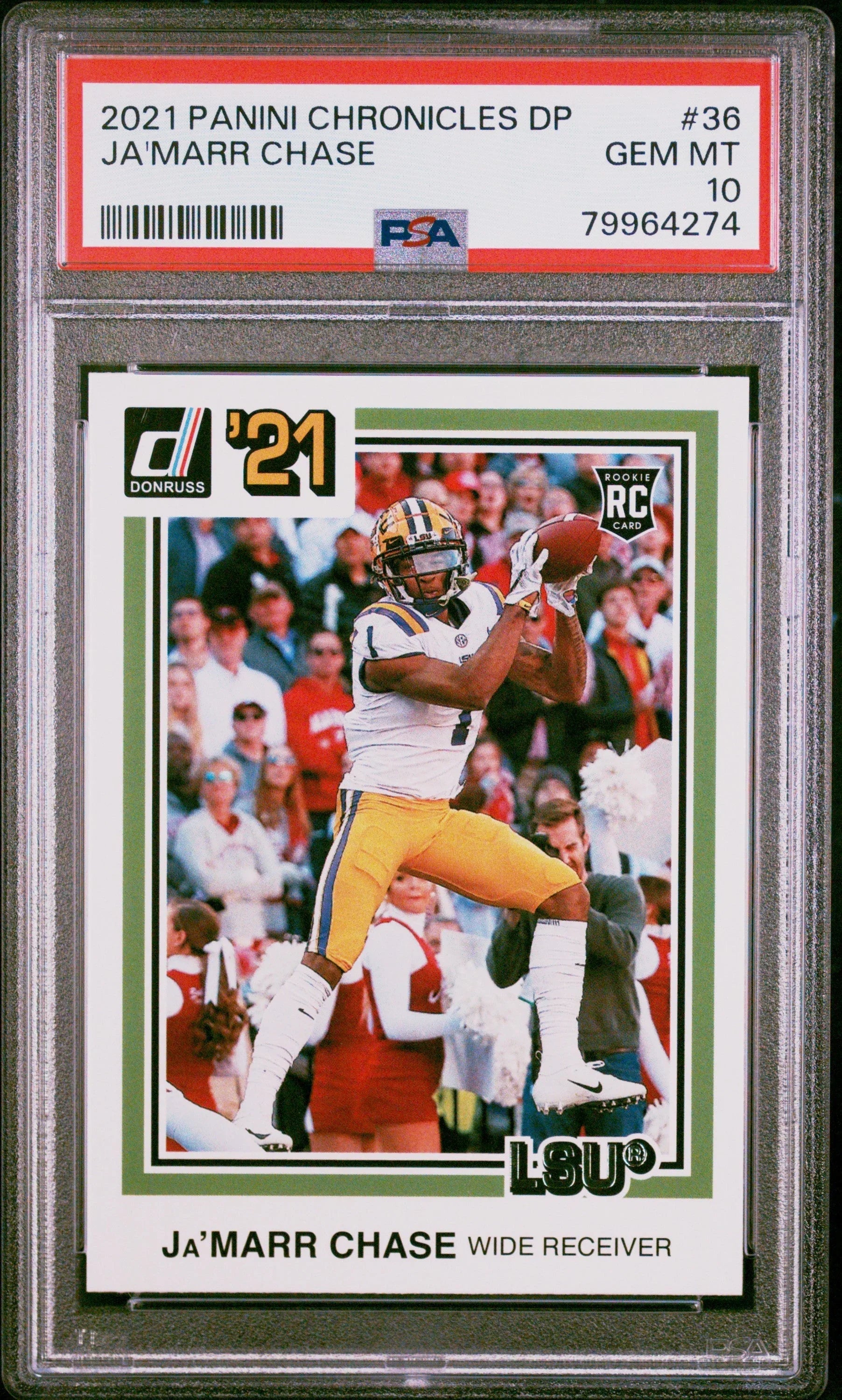 Graded 2021 Panini Chronicles Draft Picks Ja'Marr Chase #36 Rookie RC Football Card PSA 10 Gem Mint