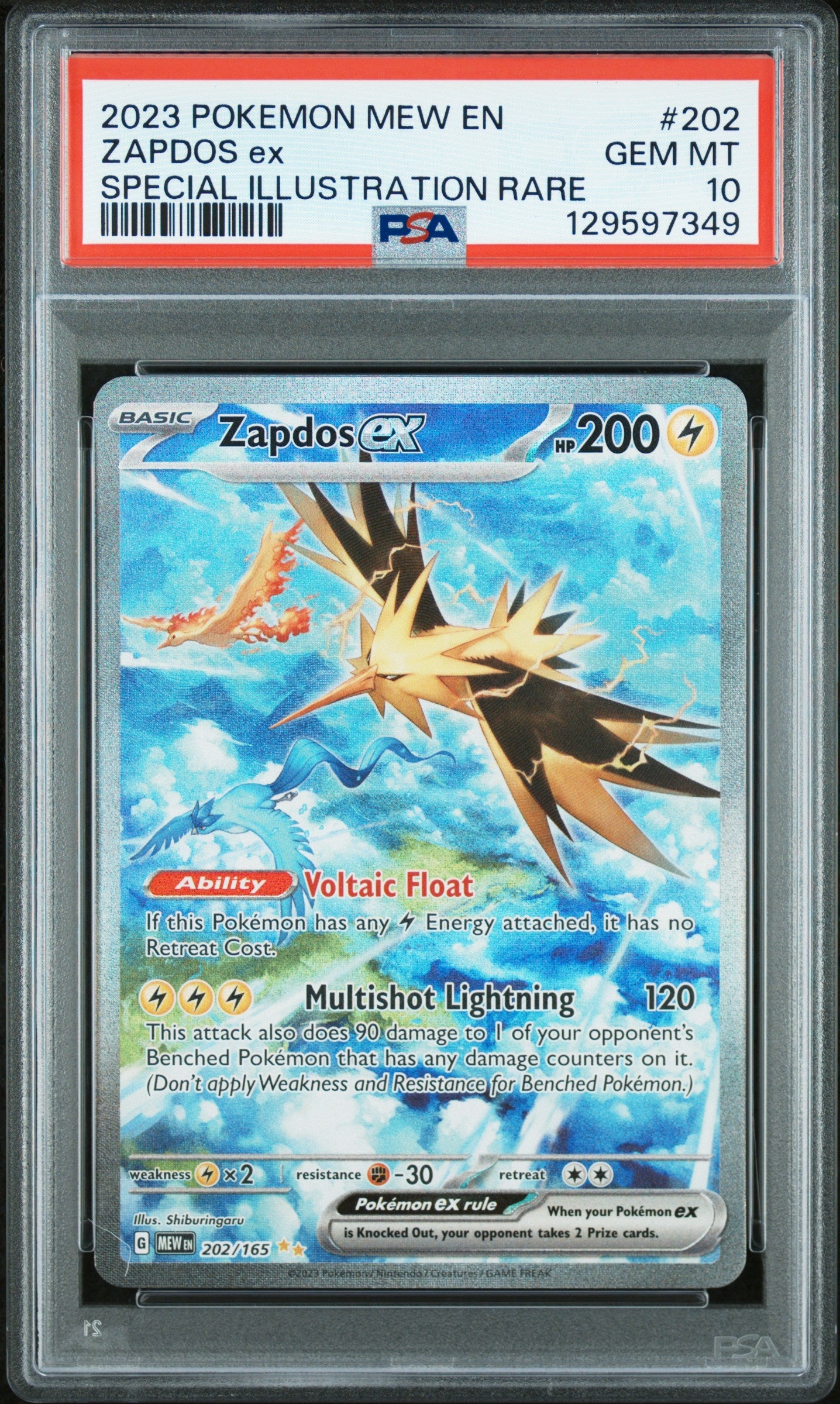 2023 Pokemon Mew En-151 Special Illustration Rare Zapdos Ex 10 PSA #202