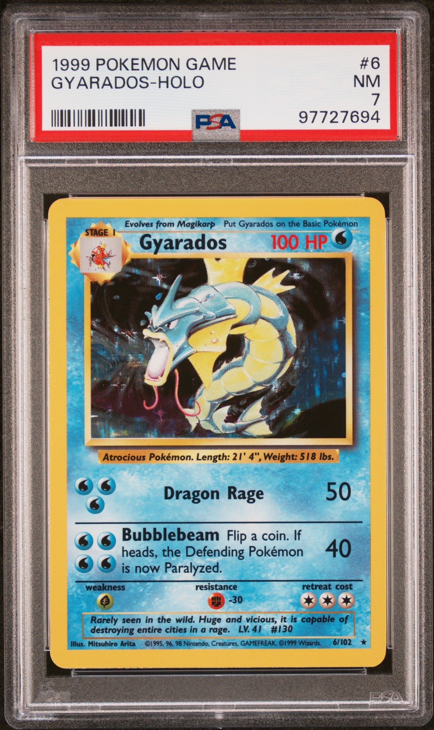 1999 Pokemon Game Gyarados-Holo 7 PSA #6