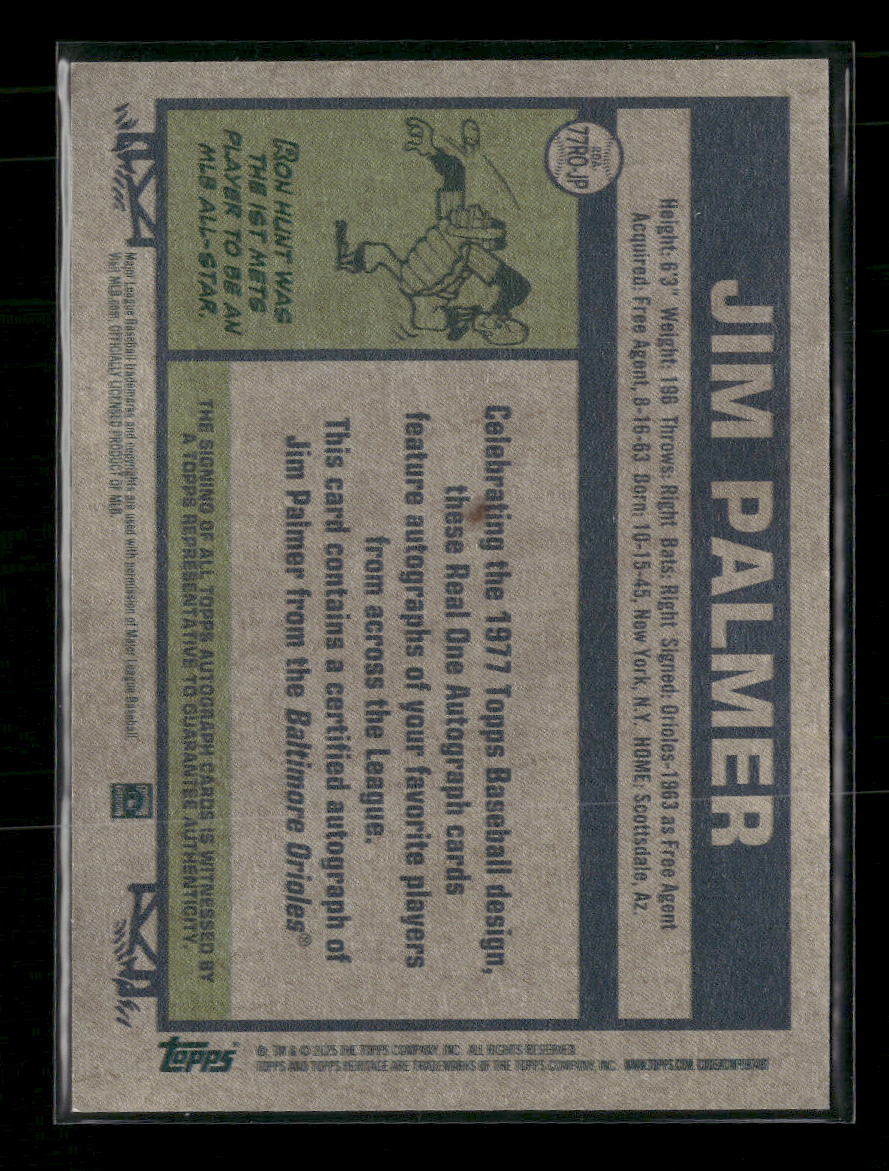 2026 Topps Heritage Real One Autographs Jim Palmer Auto #77RO-JP