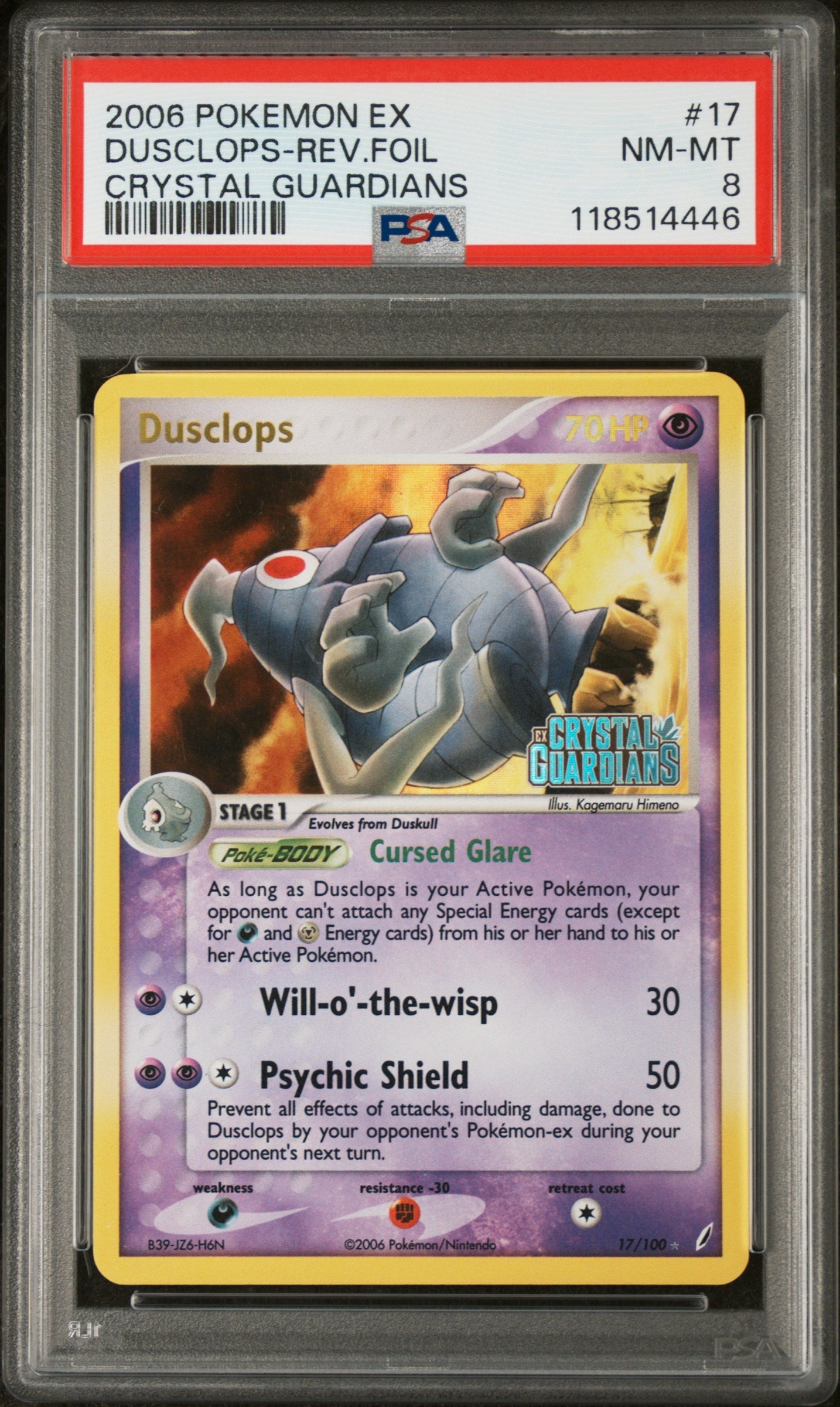 2006 Pokemon Ex Crystal Guardians Crystal Guardians Dusclops-Rev.Foil 8 PSA #17
