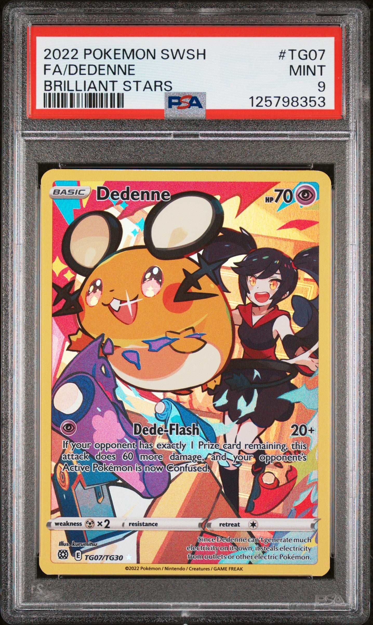 2022 Pokemon Sword & Shield Brilliant Stars Fa/Dedenne 9 PSA #TG07