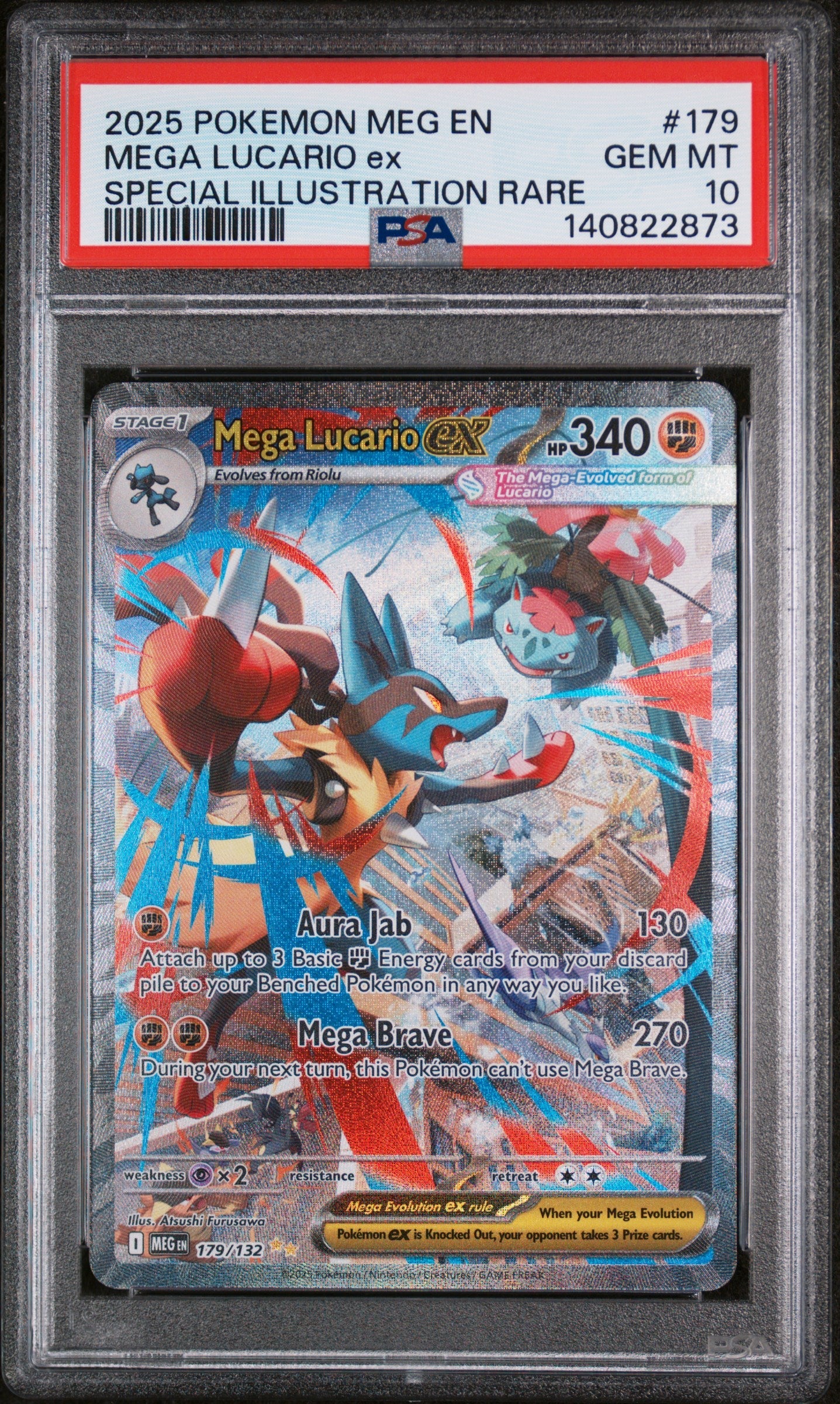 2025 Pokemon Meg En  Special Illustration Rare Mega Lucario Ex 10 PSA #179