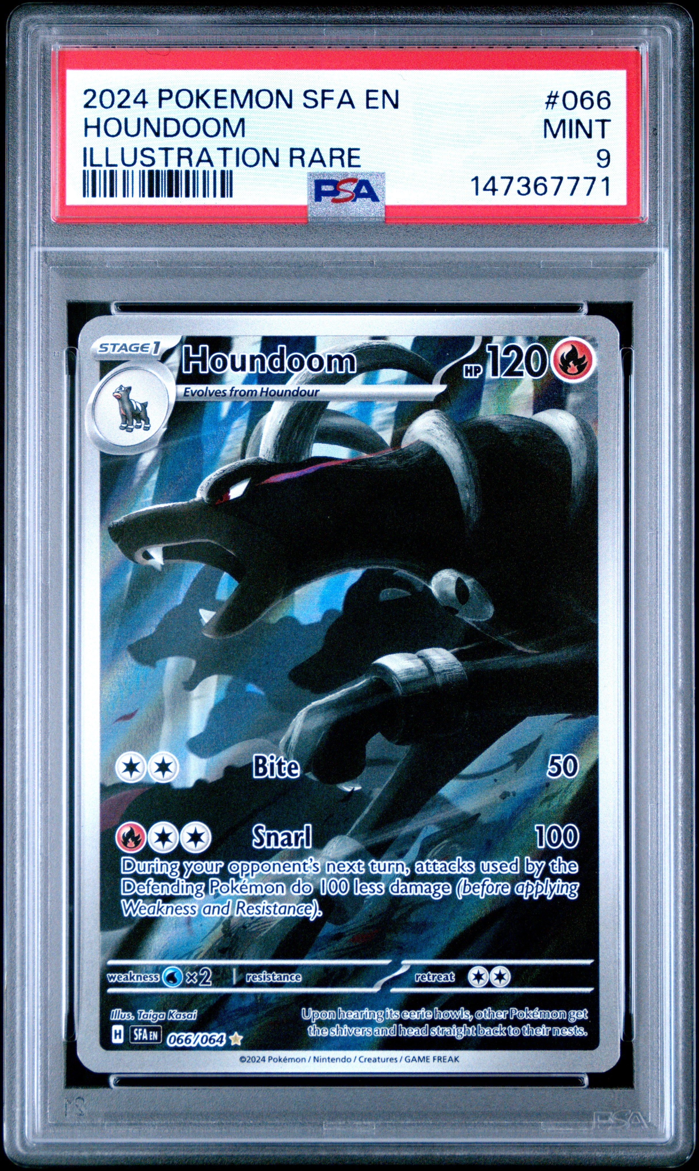2024 Pokemon Sfa En-Shrouded Fable Illustration Rare Houndoom 9 PSA #066