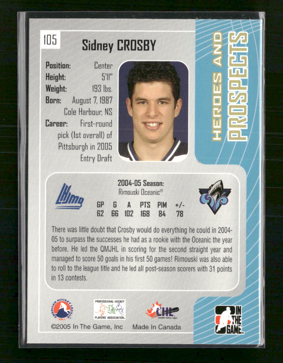 2005-06 In The Game Heroes and Prospects Sidney Crosby #105